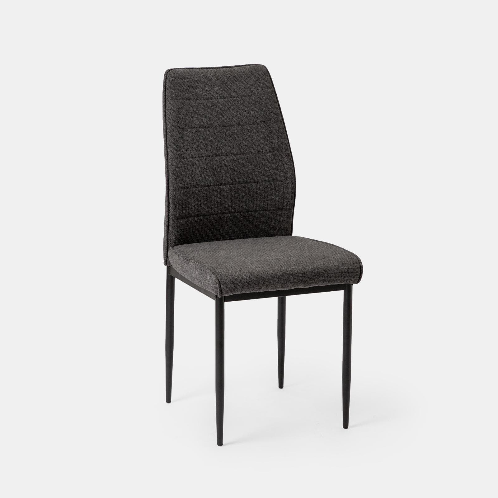 Set 4 sedie in tessuto antracite con gambe in metallo nero - Rapsodia