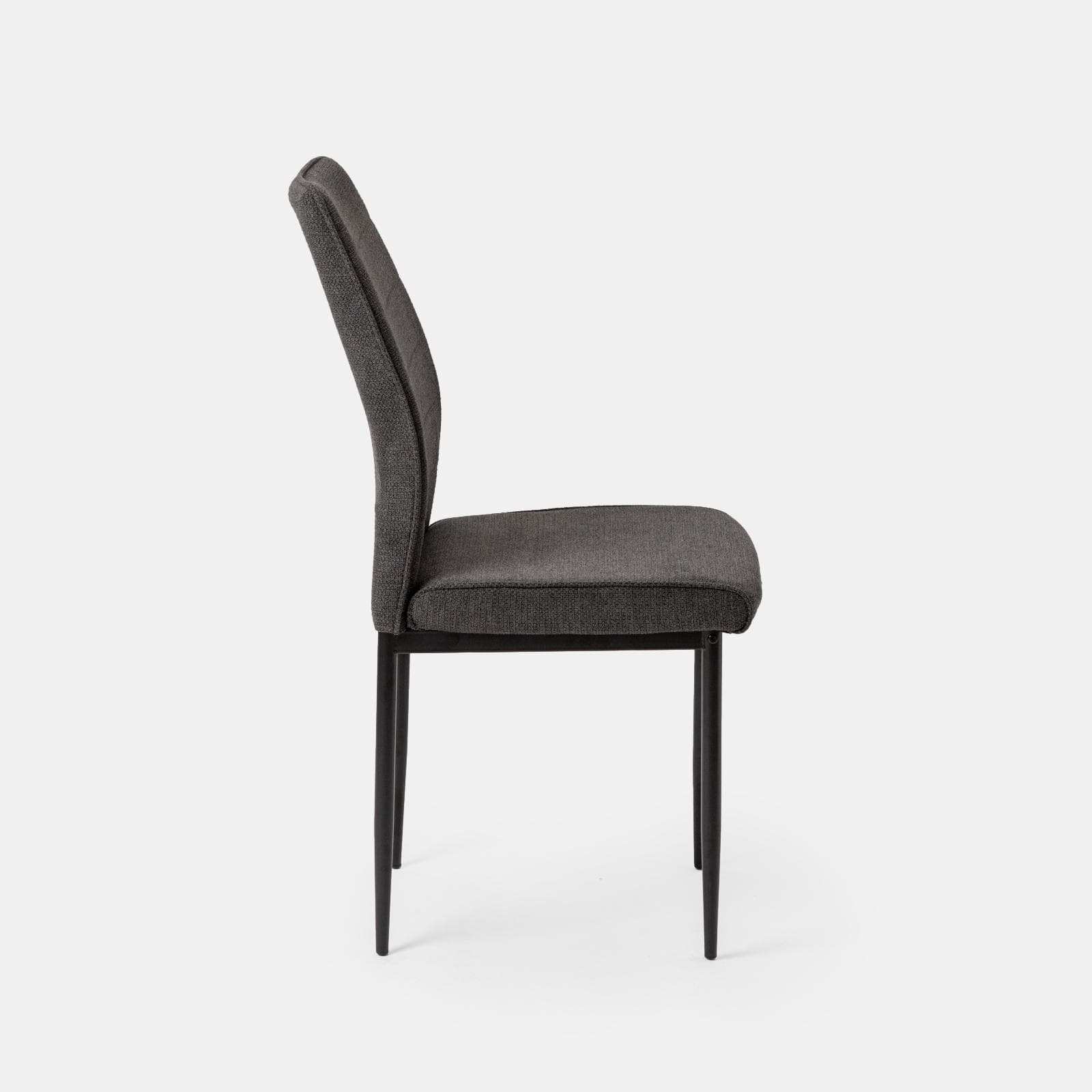 Set 4 sedie in tessuto antracite con gambe in metallo nero - Rapsodia