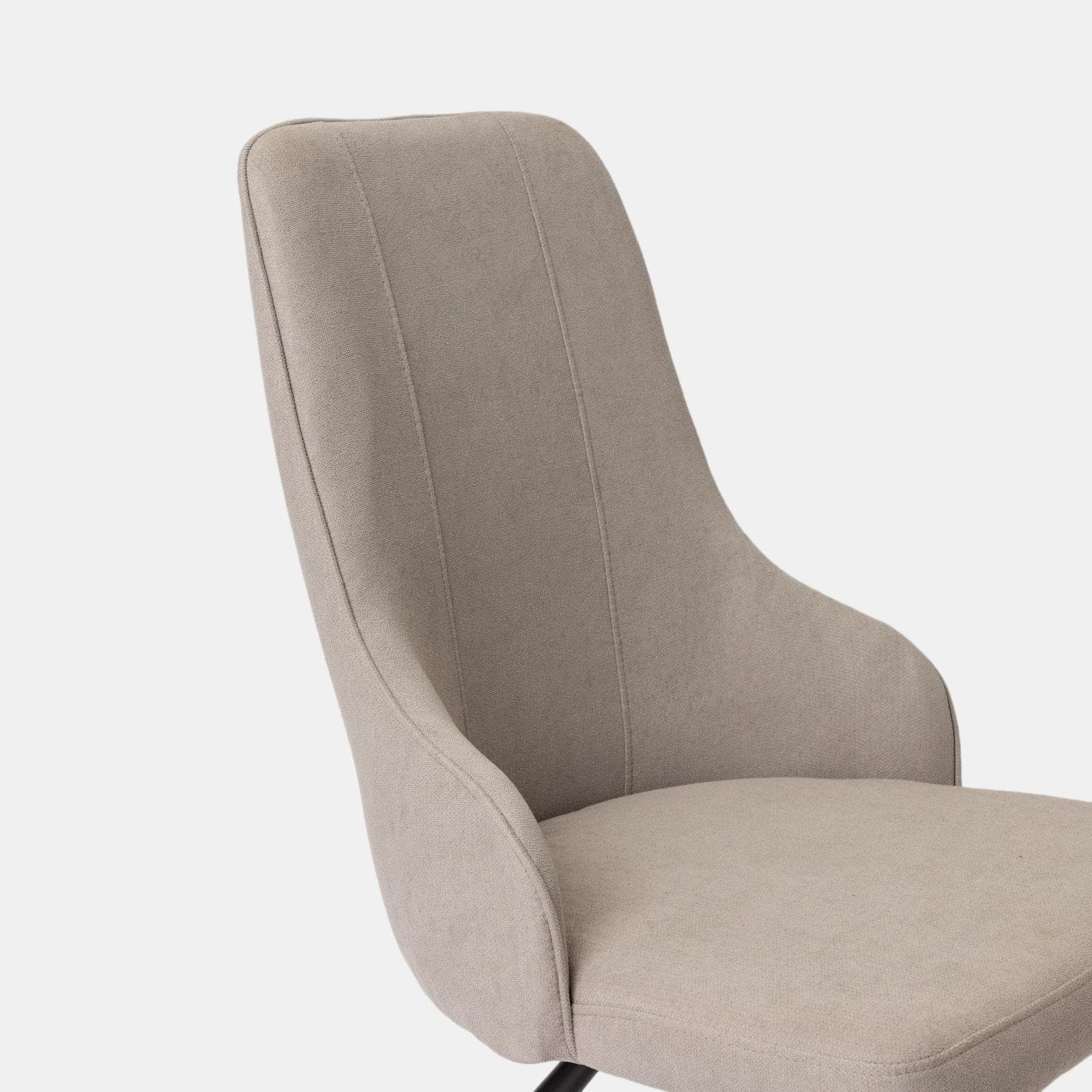 Set 4 sedie in tessuto beige con gambe in metallo nero e seduta girevole - Lorla