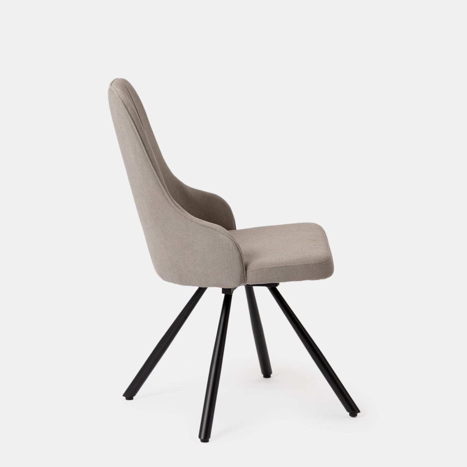 Set 4 sedie in tessuto beige con gambe in metallo nero e seduta girevole - Lorla