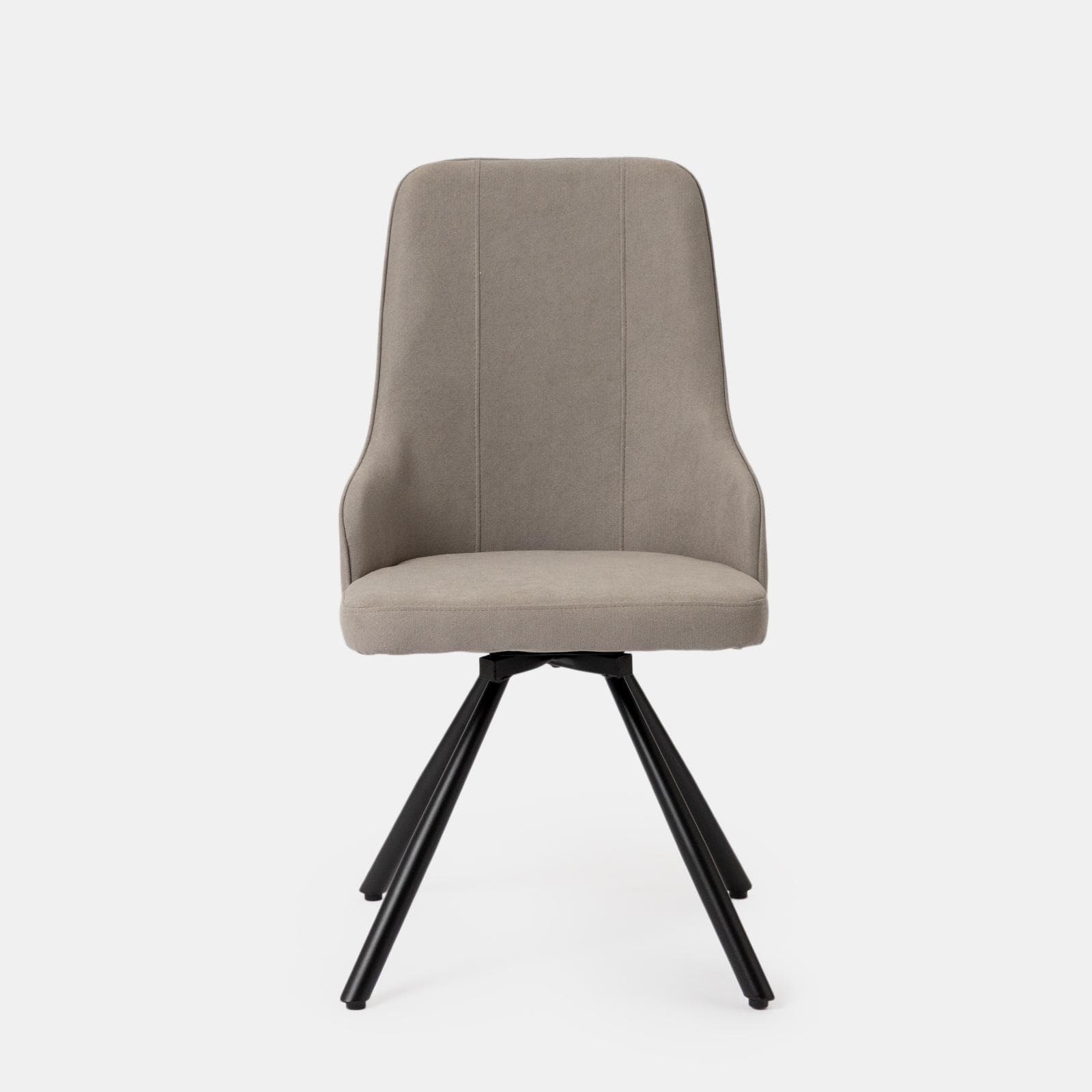 Set 4 sedie in tessuto beige con gambe in metallo nero e seduta girevole - Lorla