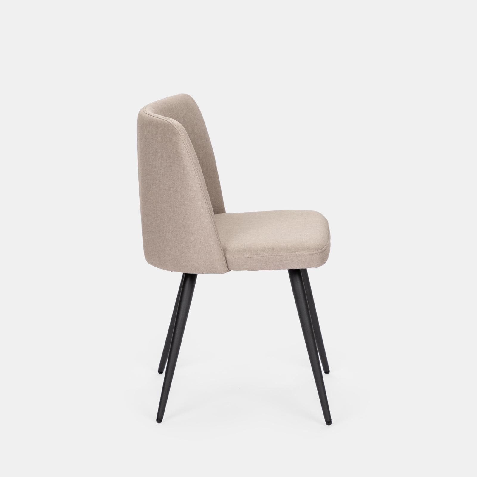 Set 4 sedie in tessuto beige e gambe in metallo nero - Strand