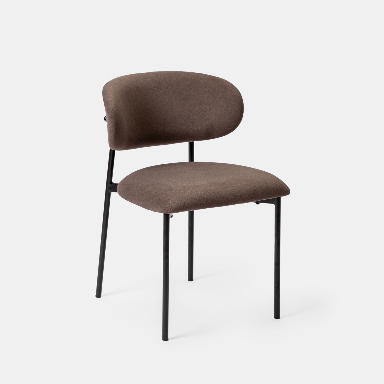 Set 4 sedie in tessuto bronzo con schienale in plywood e gambe in metallo nero - Cloty