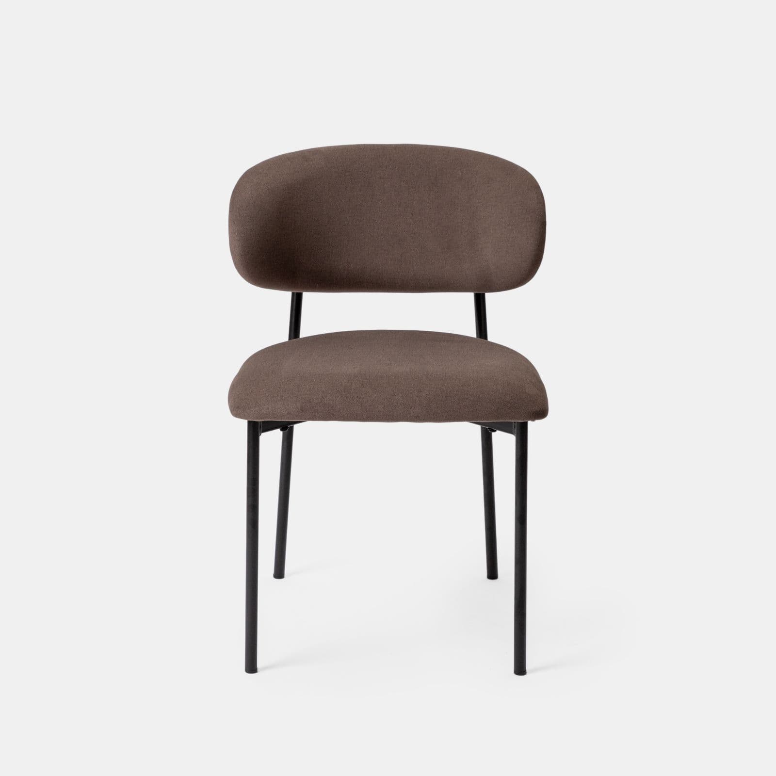 Set 4 sedie in tessuto bronzo con schienale in plywood e gambe in metallo nero - Cloty