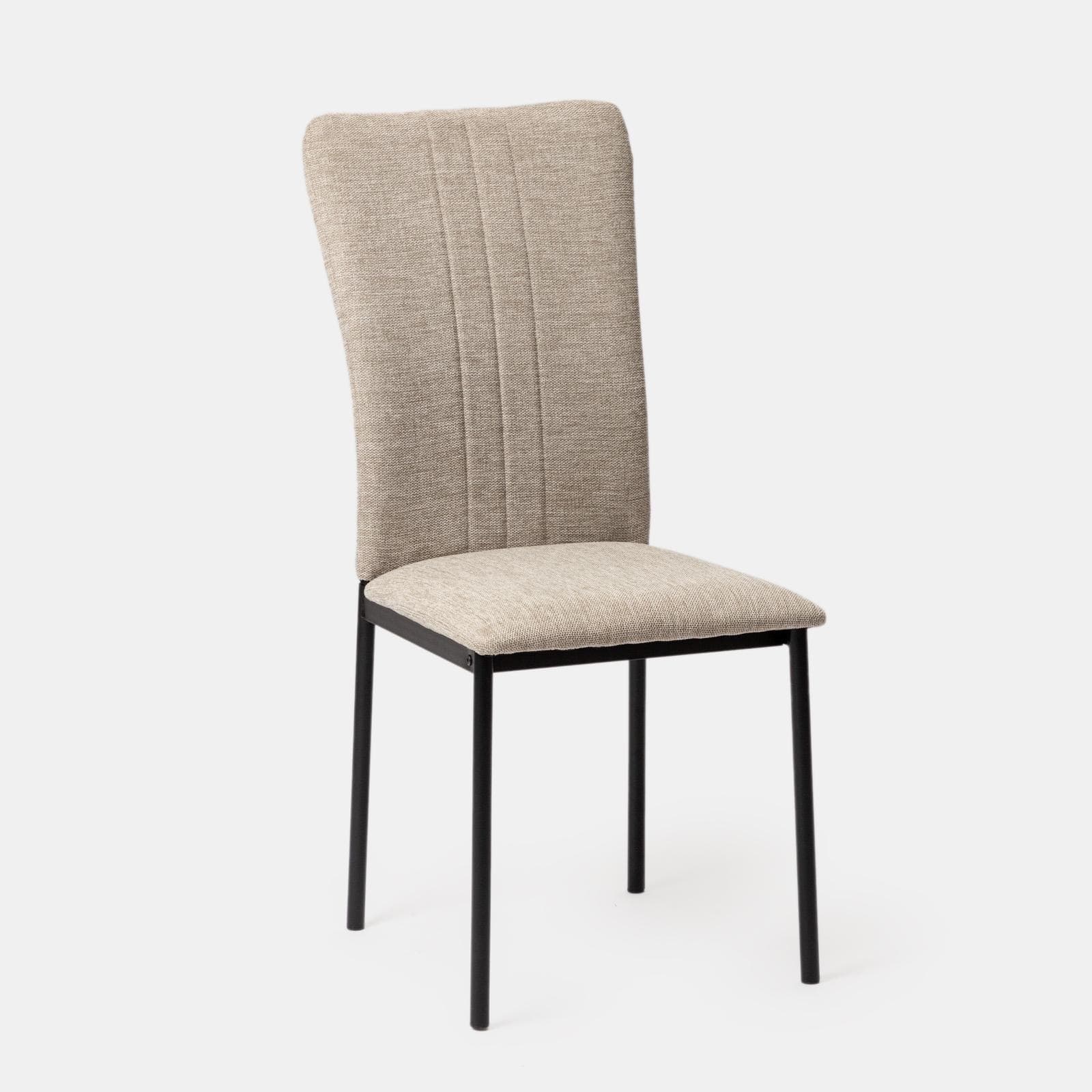 Set 4 sedie in tessuto effetto maglia beige freddo e gambe in metallo nero - Geneva
