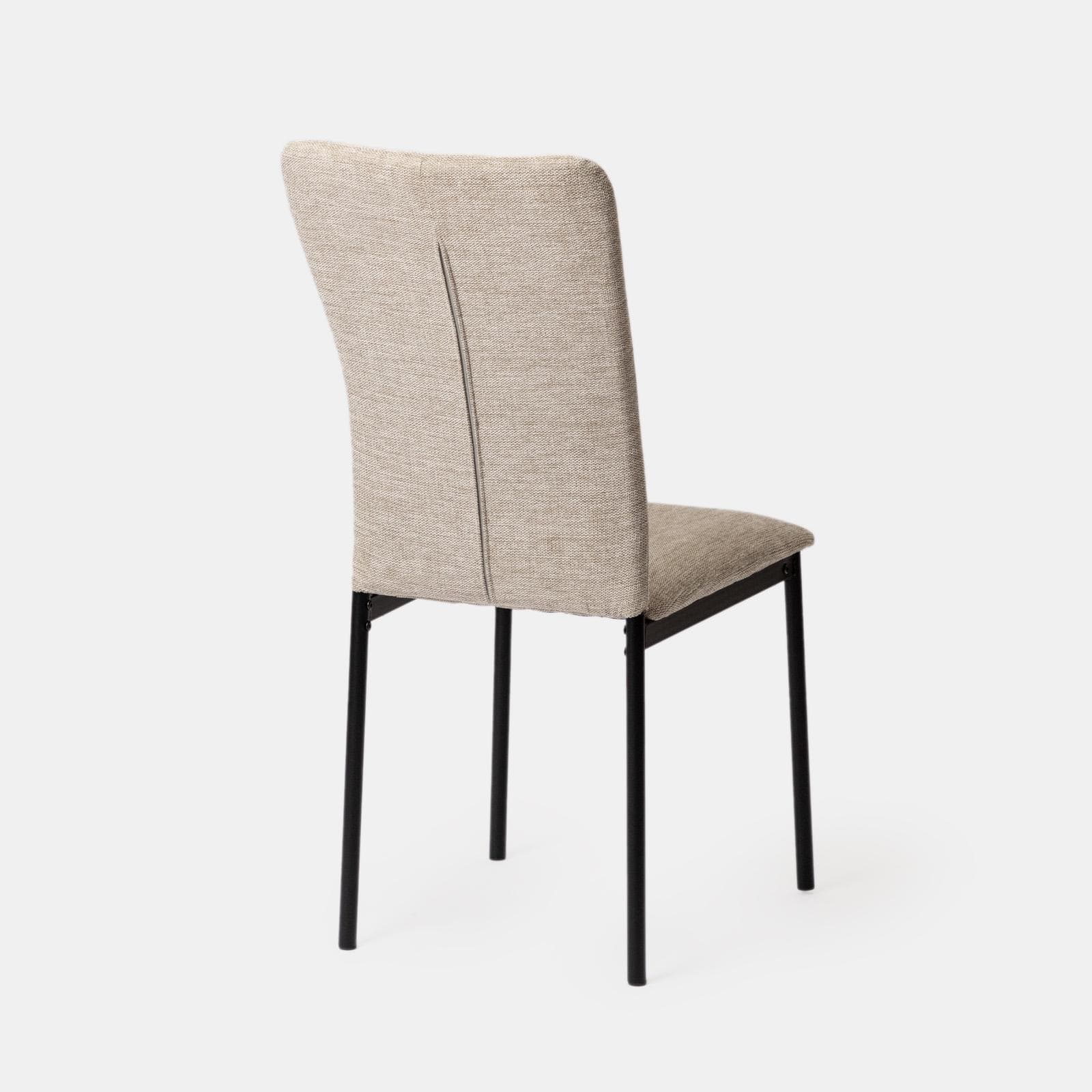 Set 4 sedie in tessuto effetto maglia beige freddo e gambe in metallo nero - Geneva