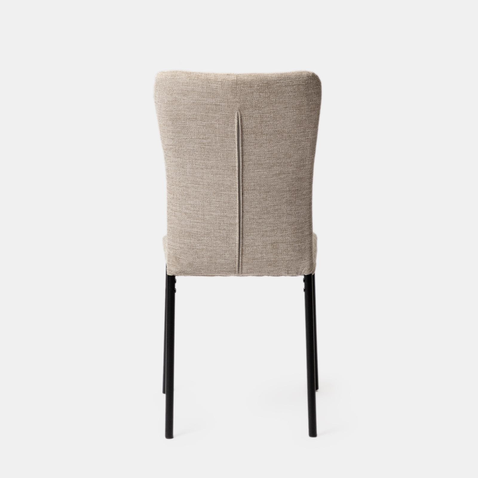 Set 4 sedie in tessuto effetto maglia beige freddo e gambe in metallo nero - Geneva