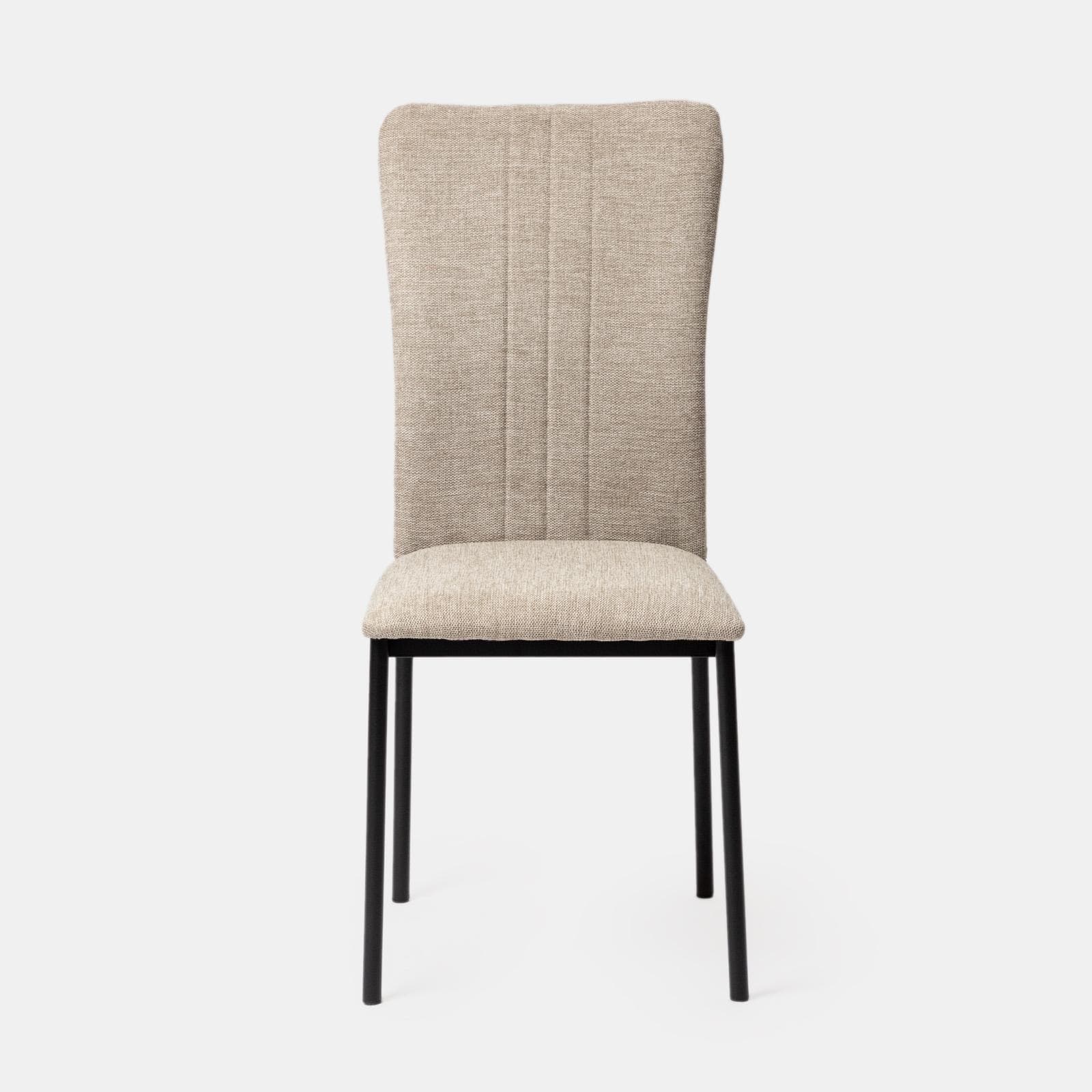 Set 4 sedie in tessuto effetto maglia beige freddo e gambe in metallo nero - Geneva