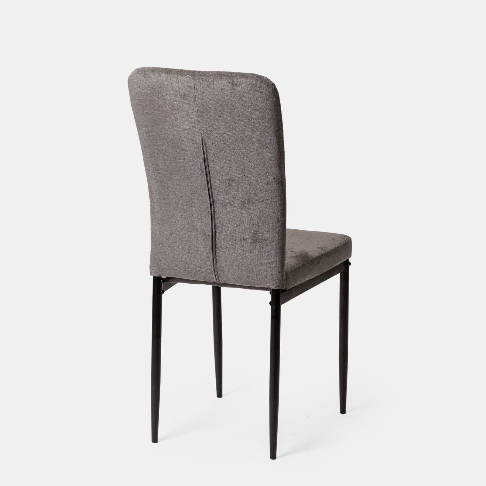 Set 4 sedie in tessuto effetto maglia grigio scuro con gambe in metallo nero - Allegra