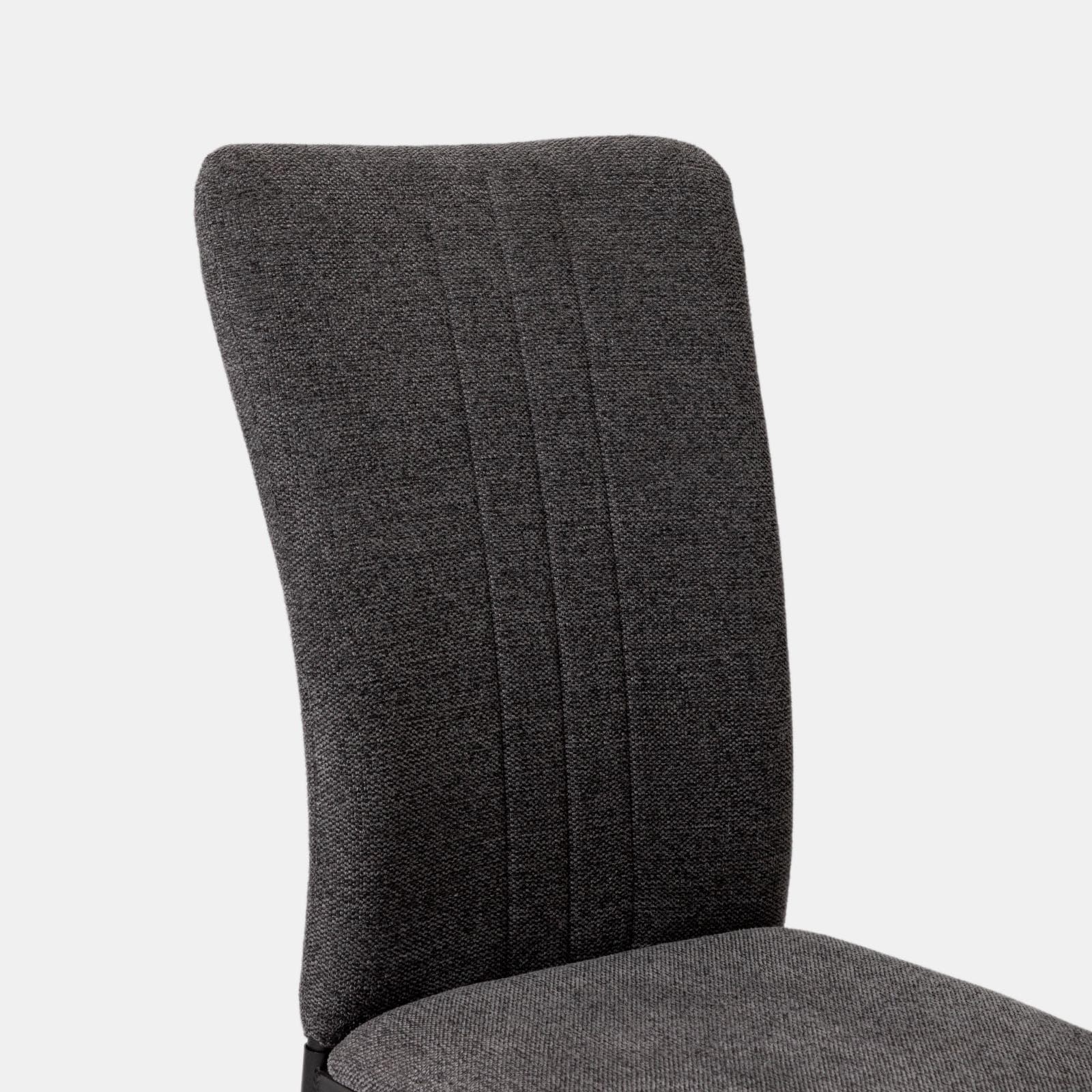 Set 4 sedie in tessuto effetto maglia grigio scuro e gambe in metallo nero - Geneva
