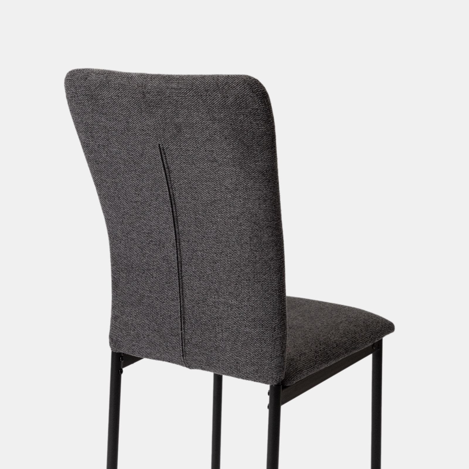 Set 4 sedie in tessuto effetto maglia grigio scuro e gambe in metallo nero - Geneva