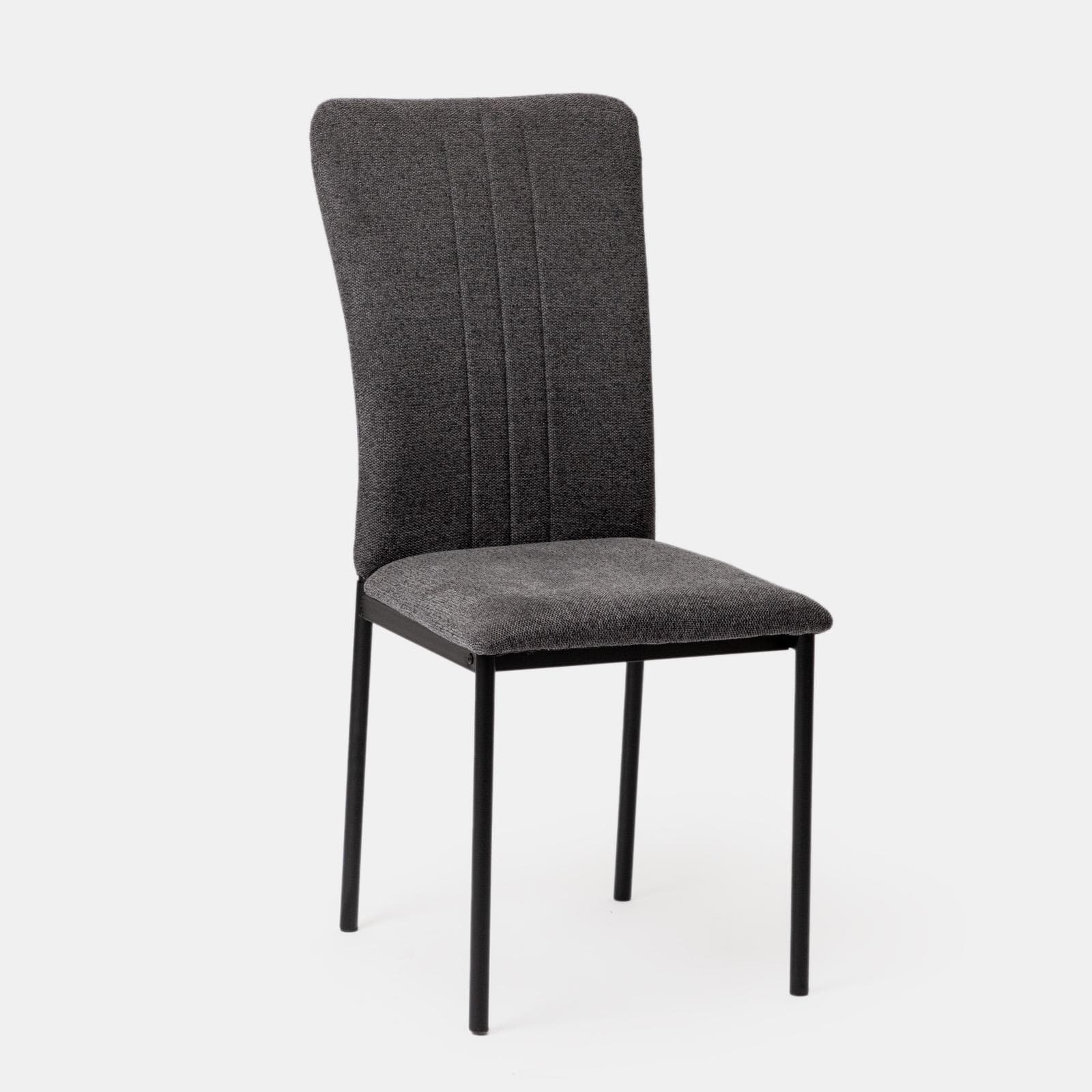 Set 4 sedie in tessuto effetto maglia grigio scuro e gambe in metallo nero - Geneva