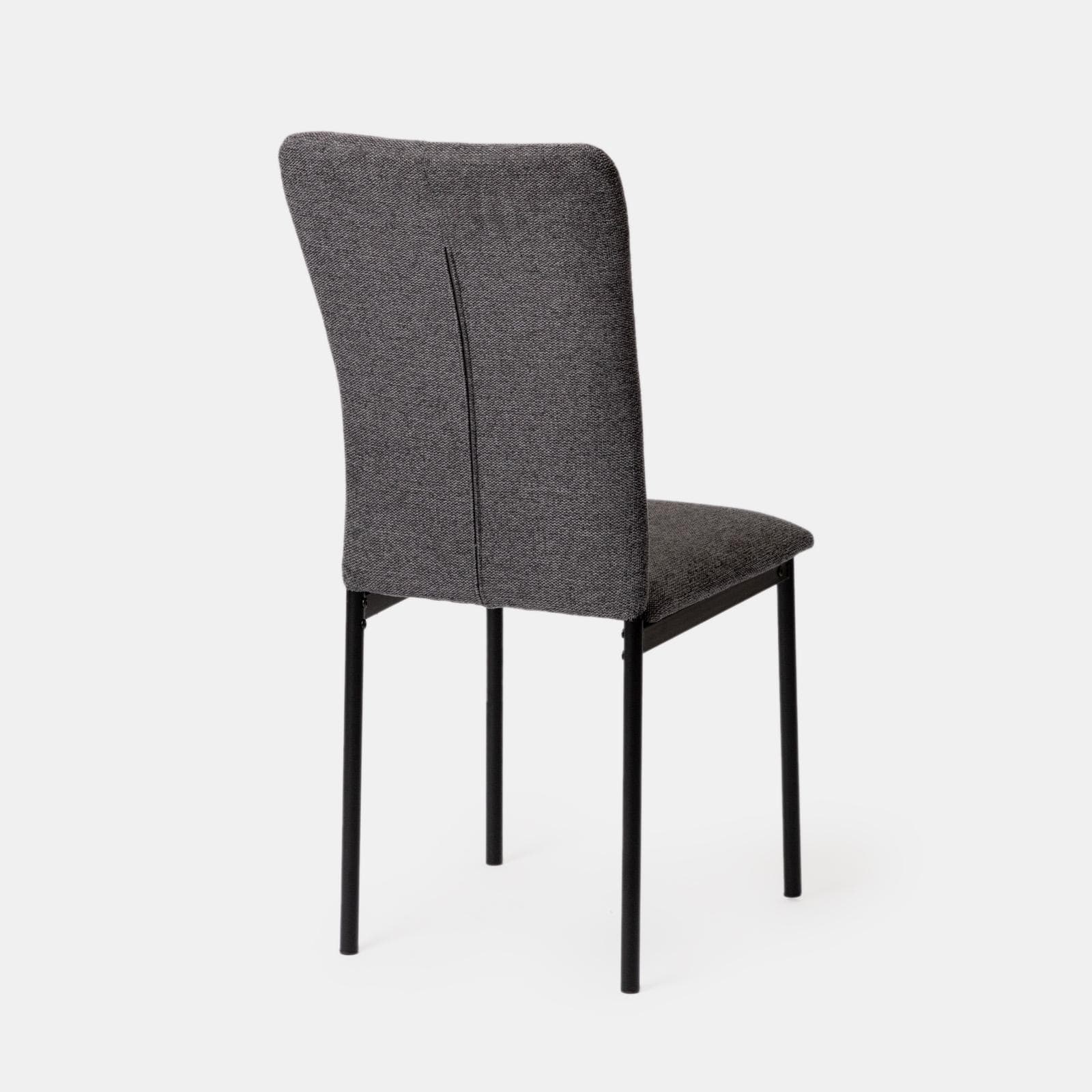 Set 4 sedie in tessuto effetto maglia grigio scuro e gambe in metallo nero - Geneva