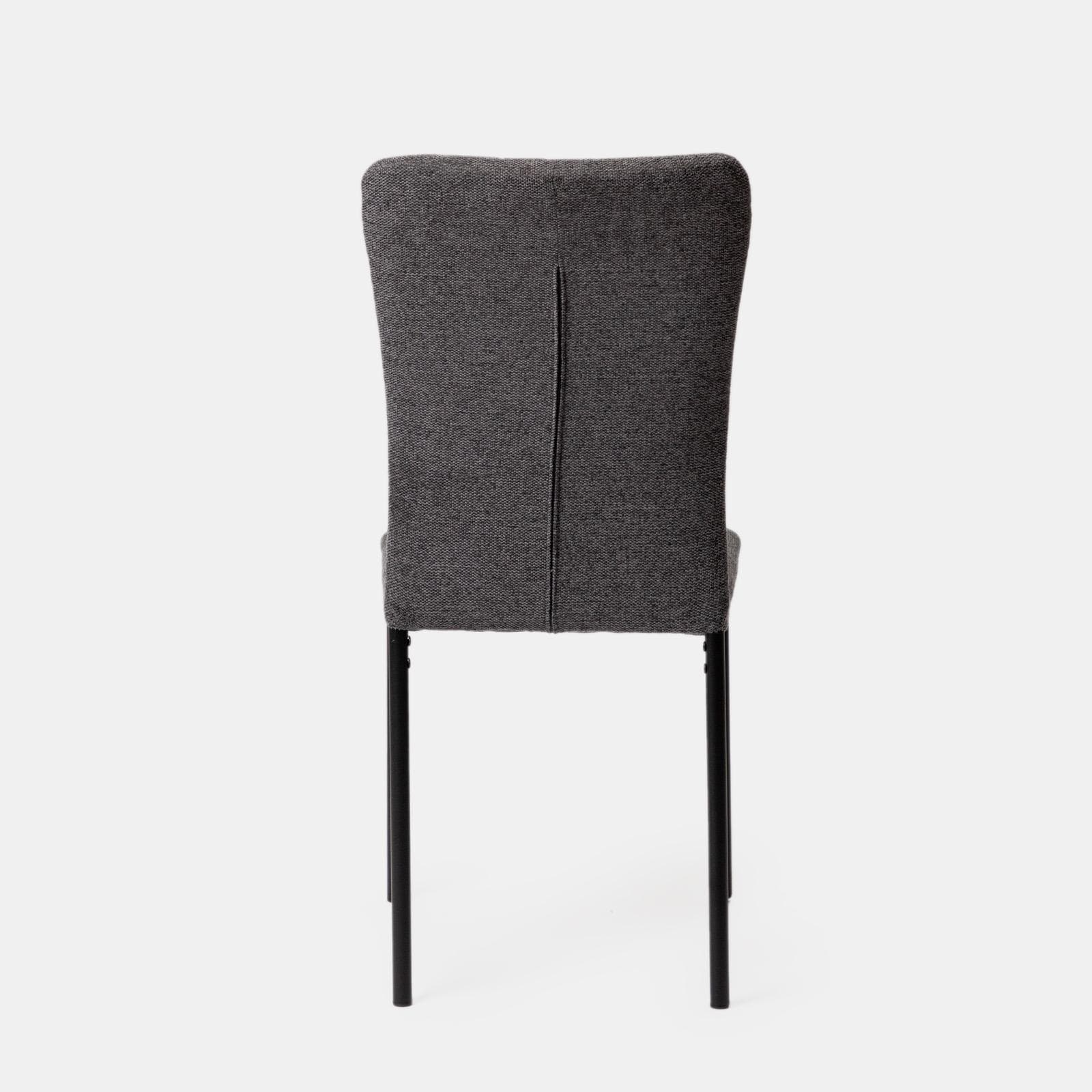 Set 4 sedie in tessuto effetto maglia grigio scuro e gambe in metallo nero - Geneva