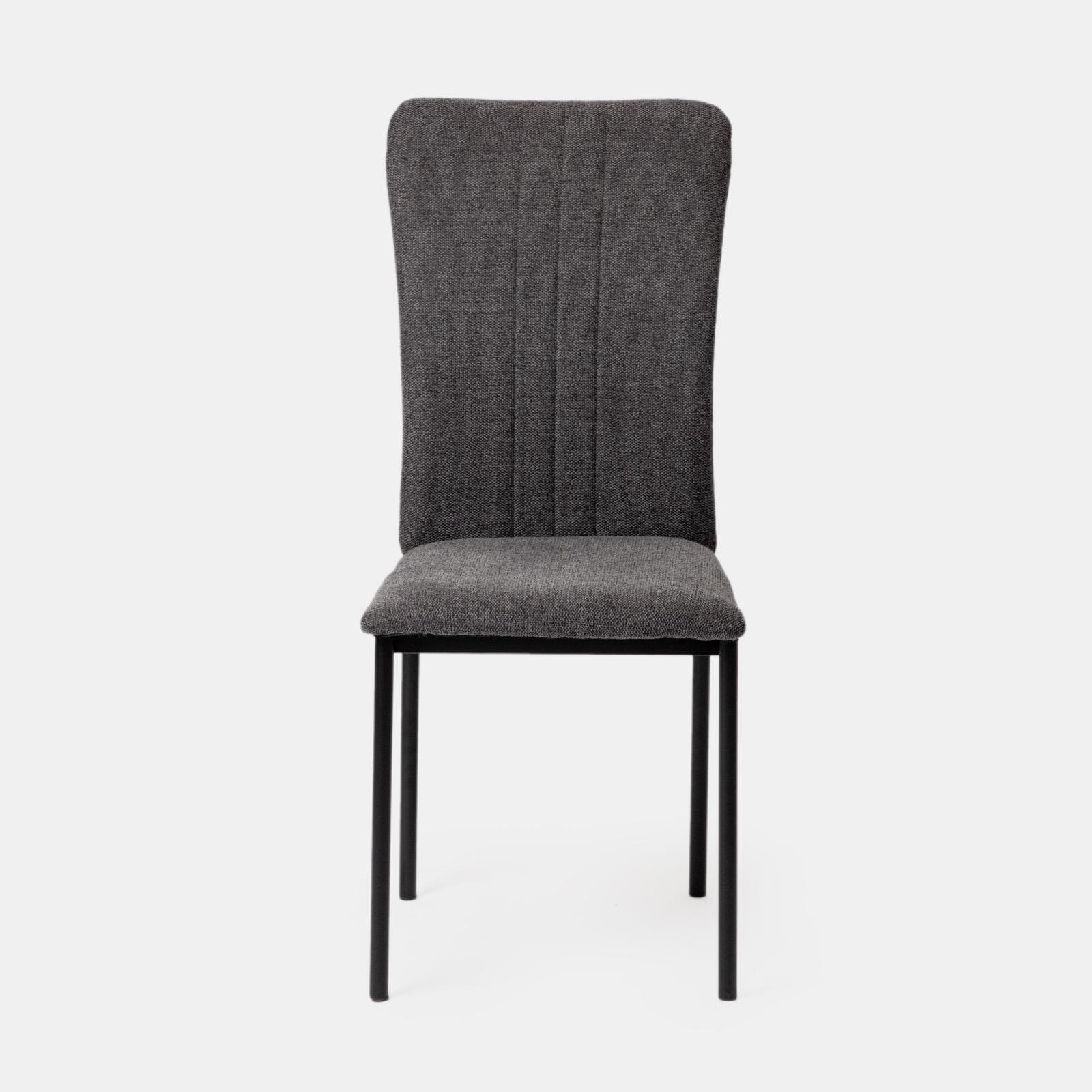Set 4 sedie in tessuto effetto maglia grigio scuro e gambe in metallo nero - Geneva