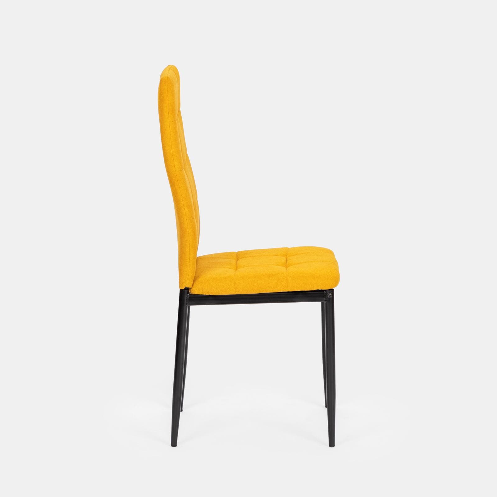 Set 4 sedie in tessuto giallo con gambe in metallo nere - Sworty