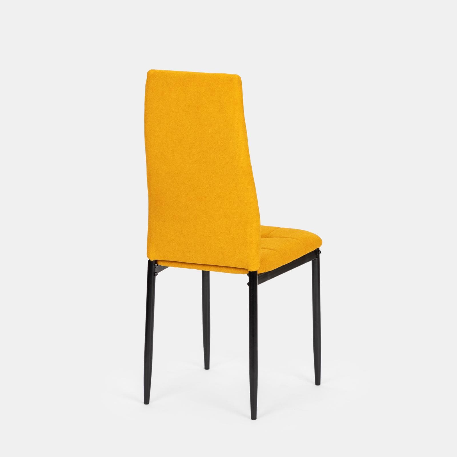 Set 4 sedie in tessuto giallo con gambe in metallo nere - Sworty