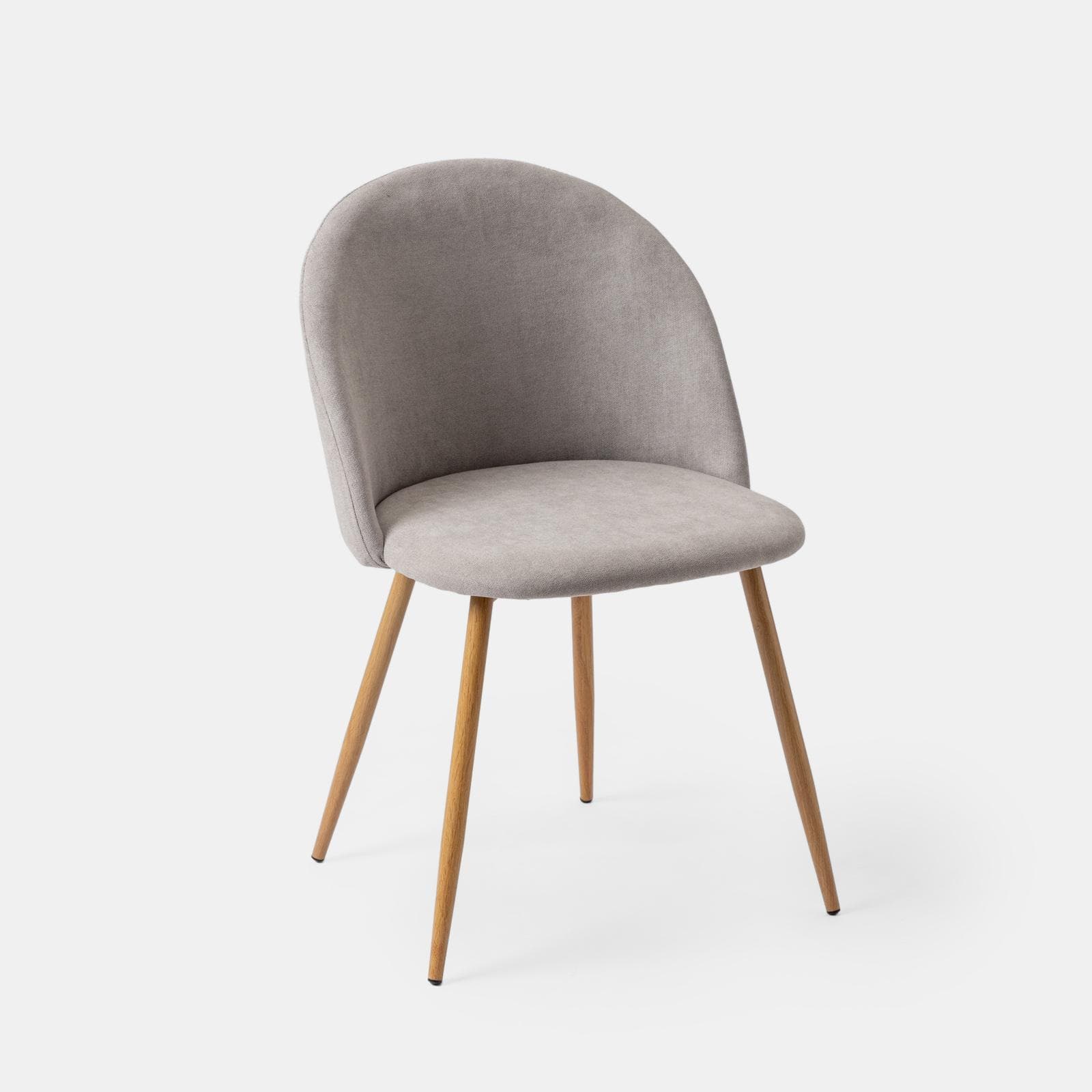 Set 4 sedie in tessuto grigio chiaro con gambe in metallo effetto legno - Kubir