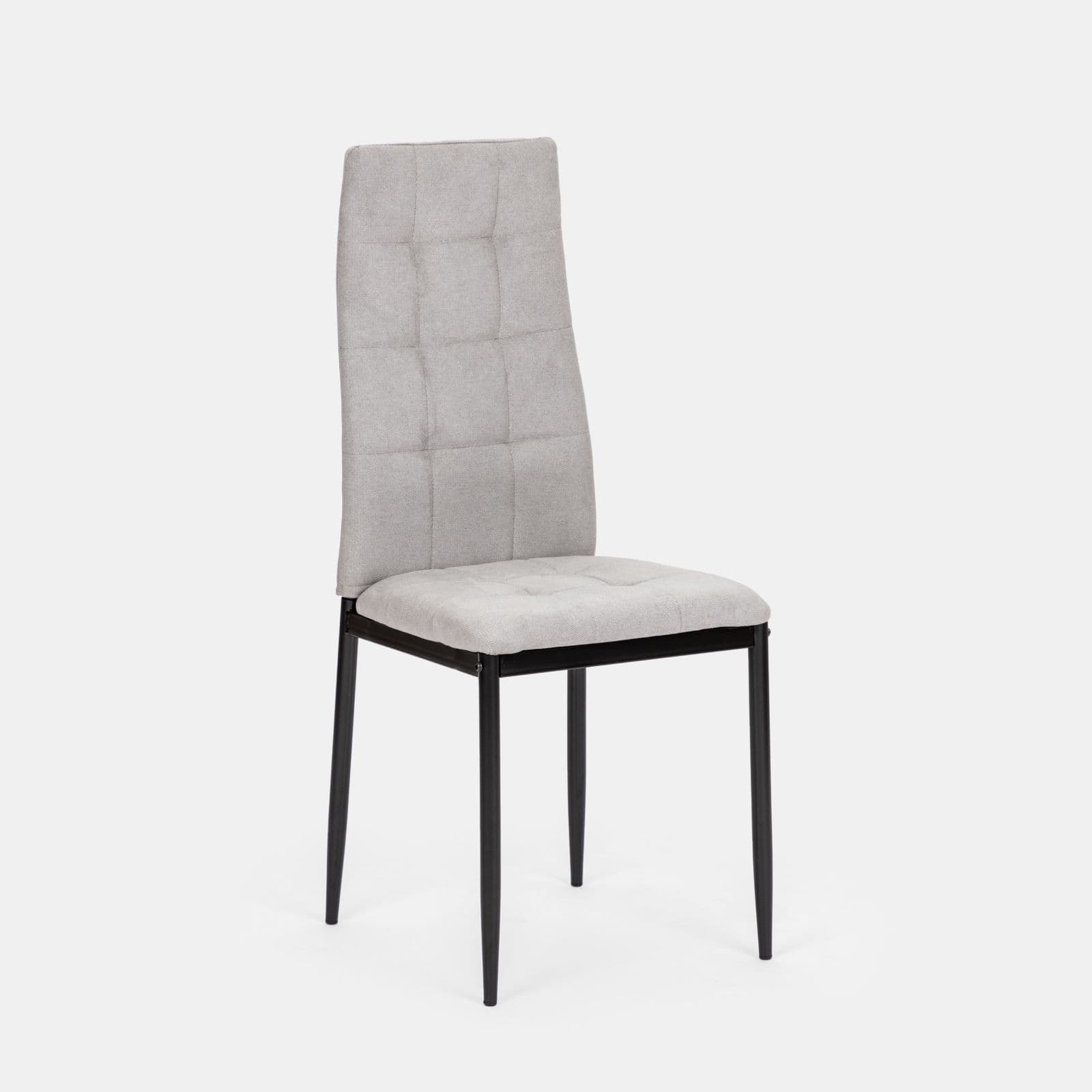 Set 4 sedie in tessuto grigio chiaro con gambe in metallo nere - Sworty