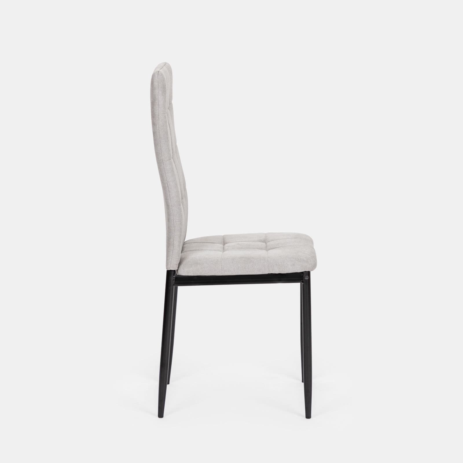 Set 4 sedie in tessuto grigio chiaro con gambe in metallo nere - Sworty