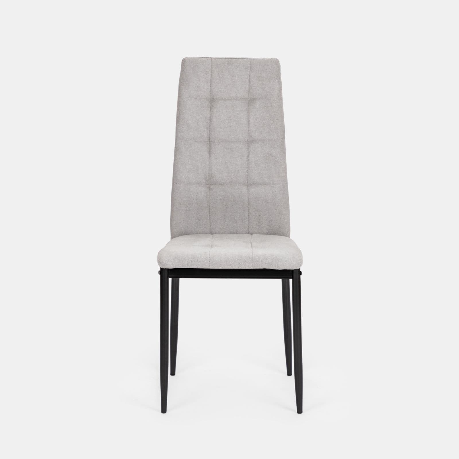 Set 4 sedie in tessuto grigio chiaro con gambe in metallo nere - Sworty