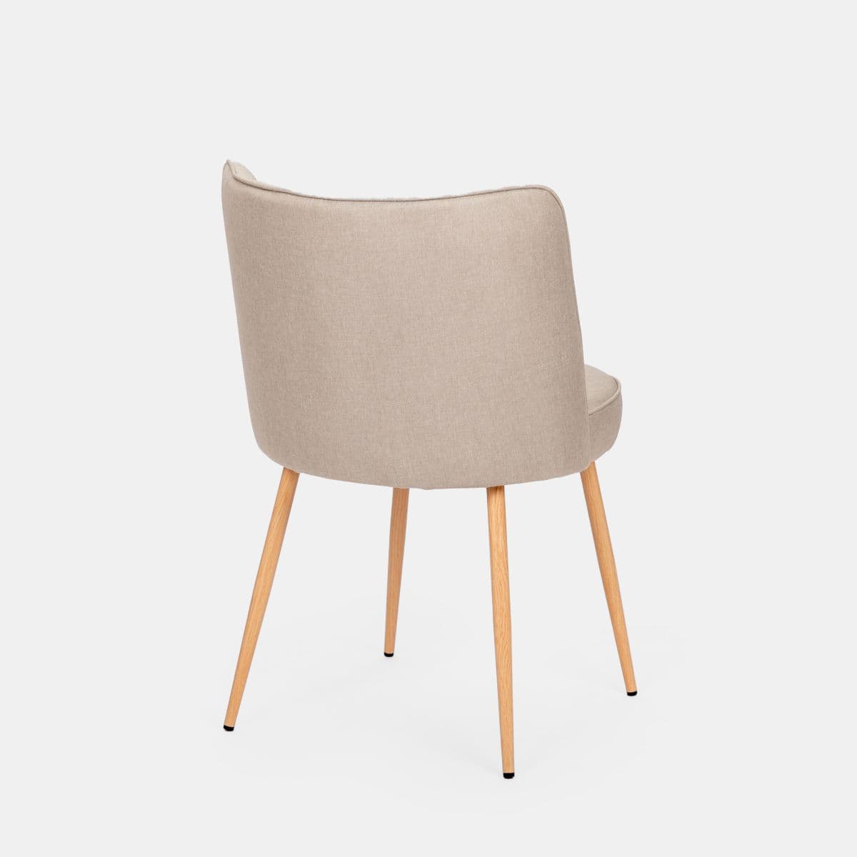 Set 4 sedie in tessuto tortora chiaro con gambe in metallo effetto legno - Nihal