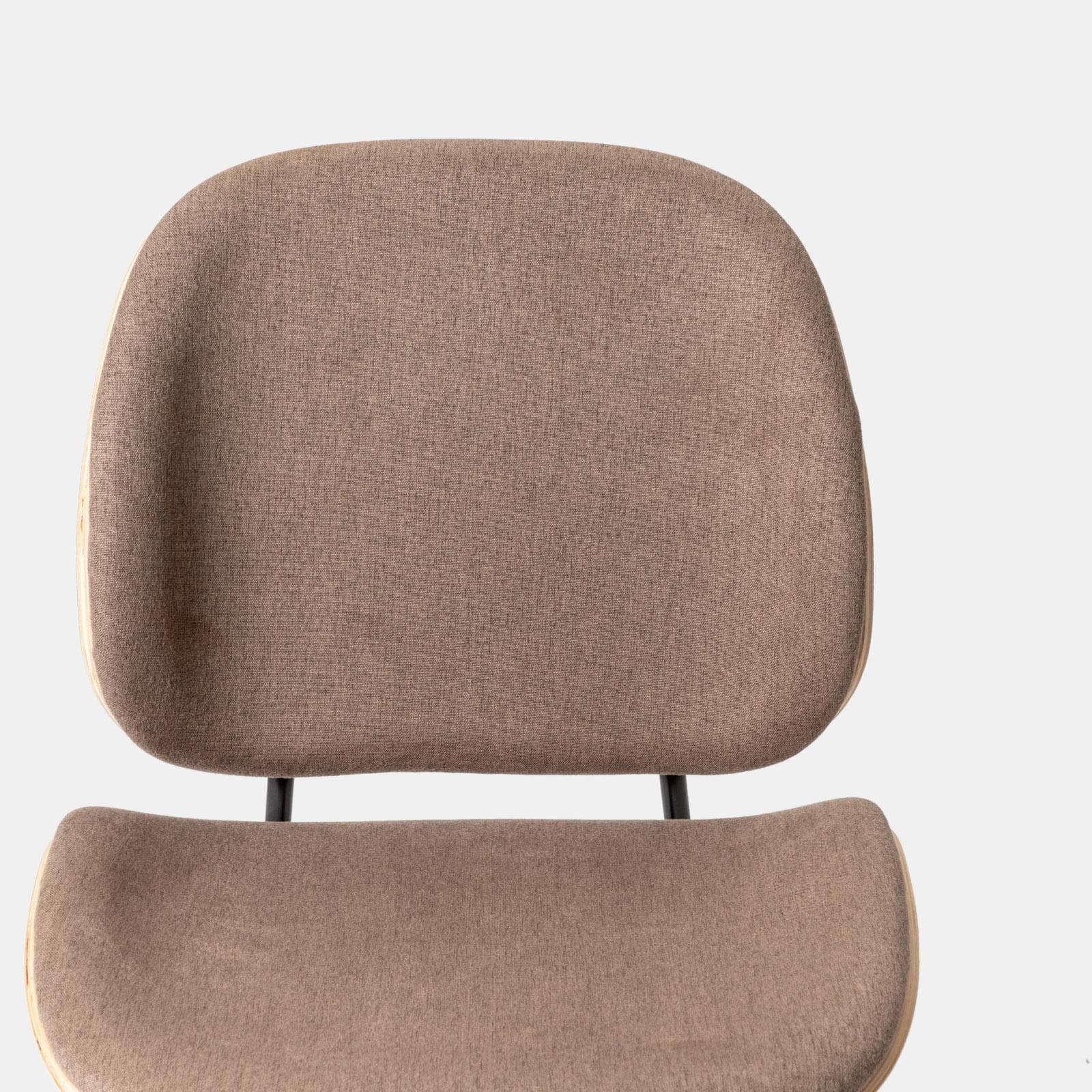 Set 4 sedie in plywood e tessuto tortora con gambe in metallo nero - Dream