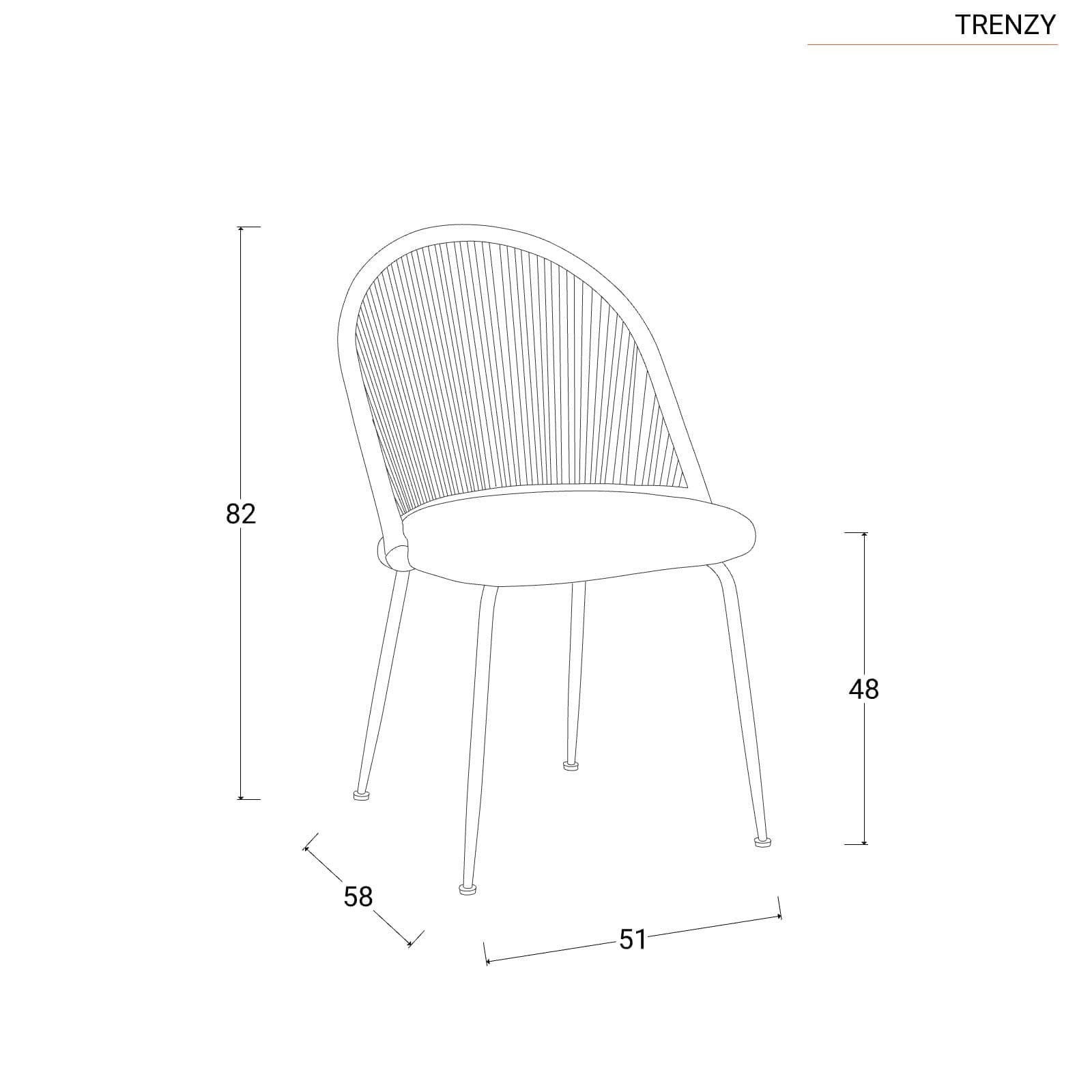 Set 4 sedie in tessuto tortora con gambe in metallo nero - Trenzy
