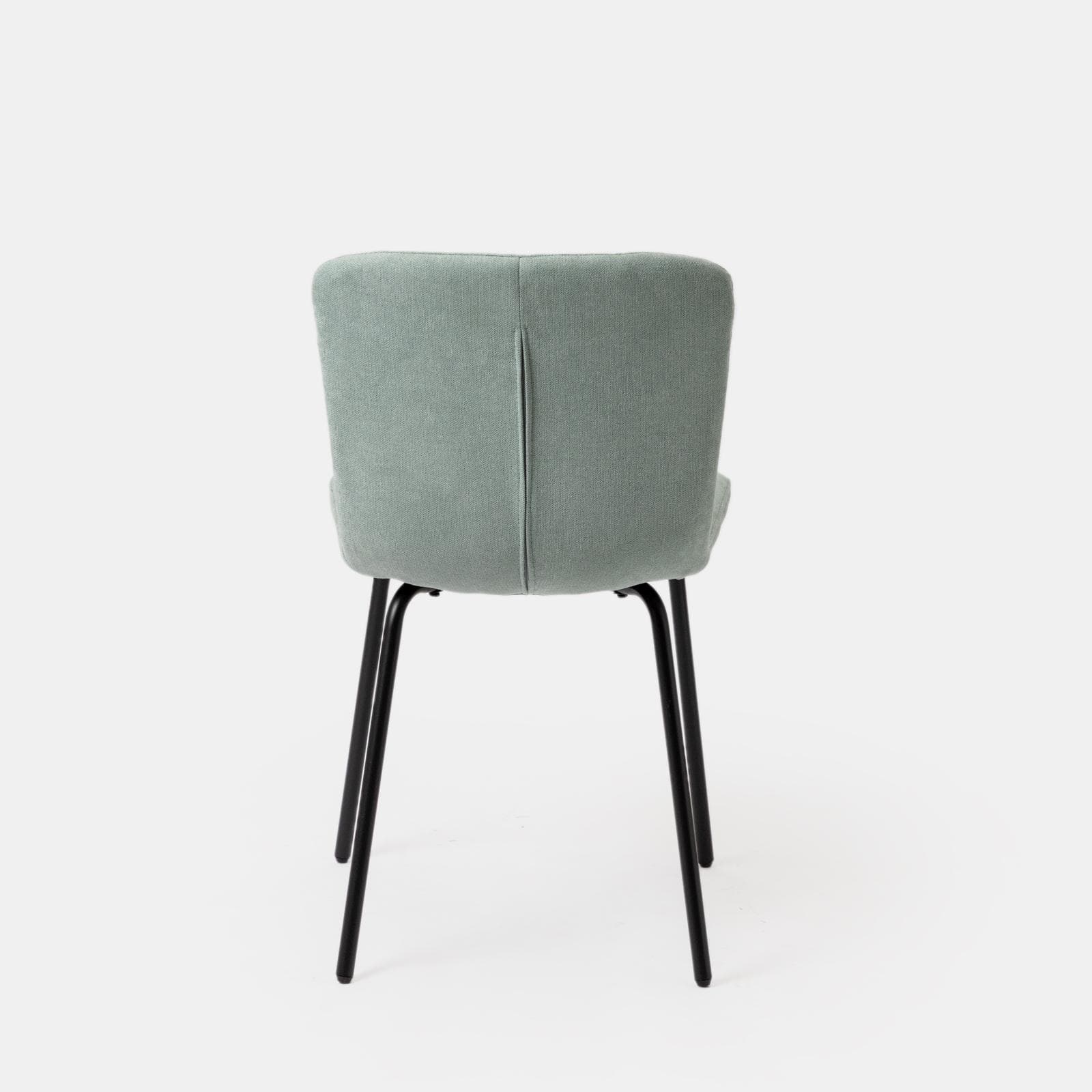 Set 4 sedie in tessuto verde salvia con gambe in metallo nero - Belita