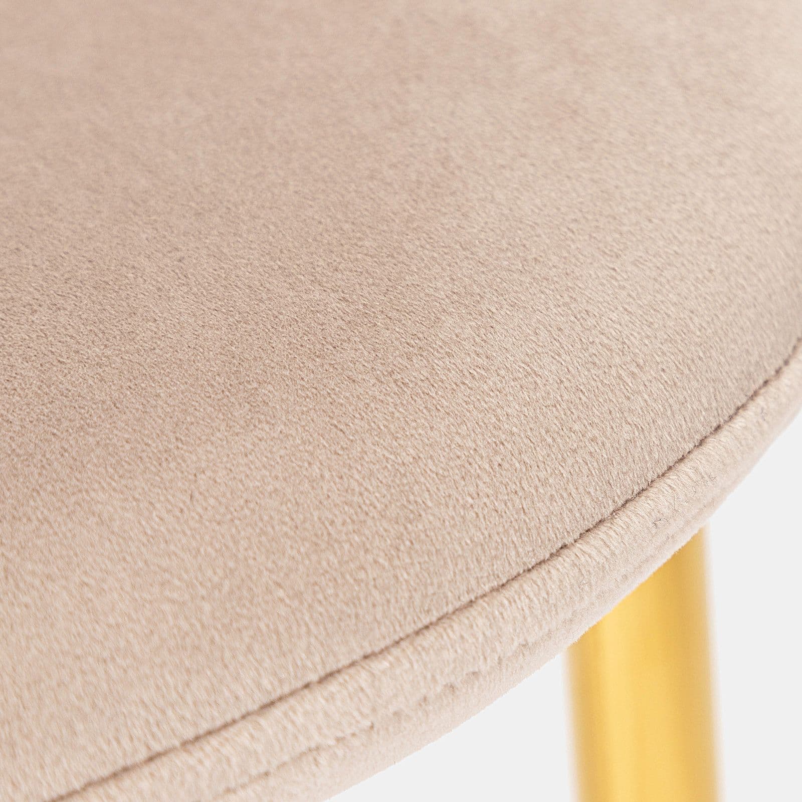 Set 4 sedie in velluto trapuntato beige con gambe in metallo oro - Lord