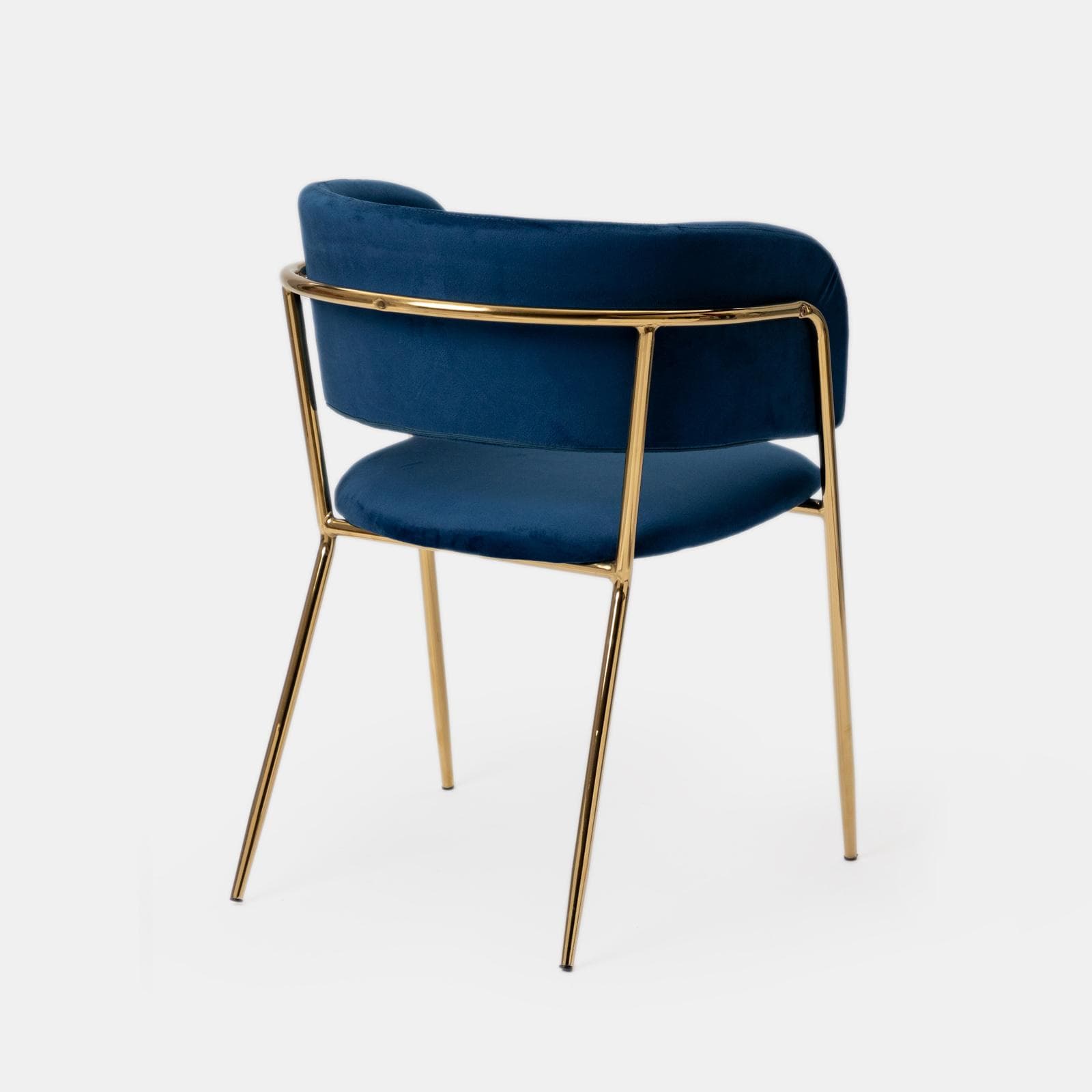 Set 4 sedie in velluto blu con schienale avvolgente e gambe oro - Fanny