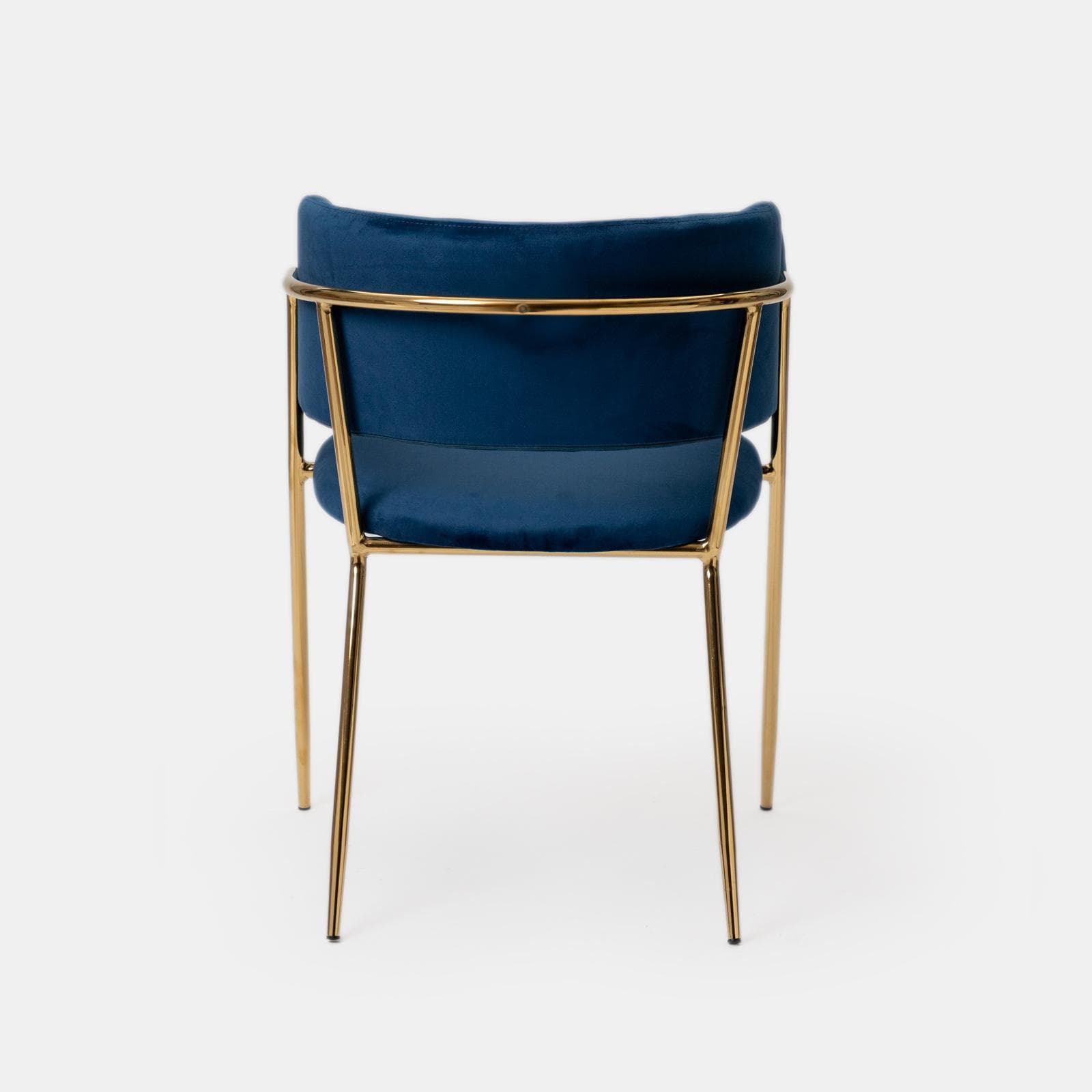Set 4 sedie in velluto blu con schienale avvolgente e gambe oro - Fanny