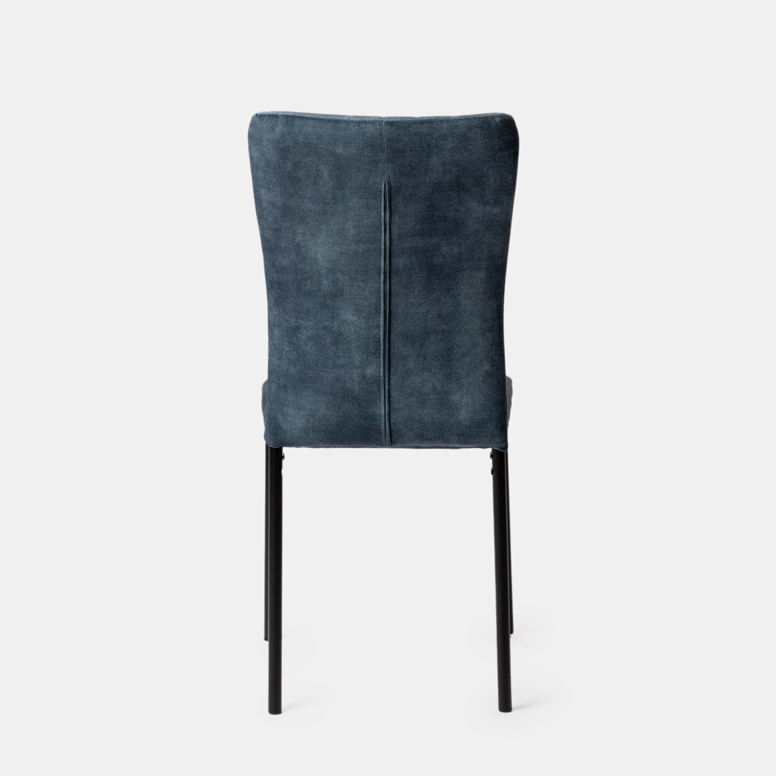 Set 4 sedie in velluto blu piombo e gambe in metallo nero - Geneva