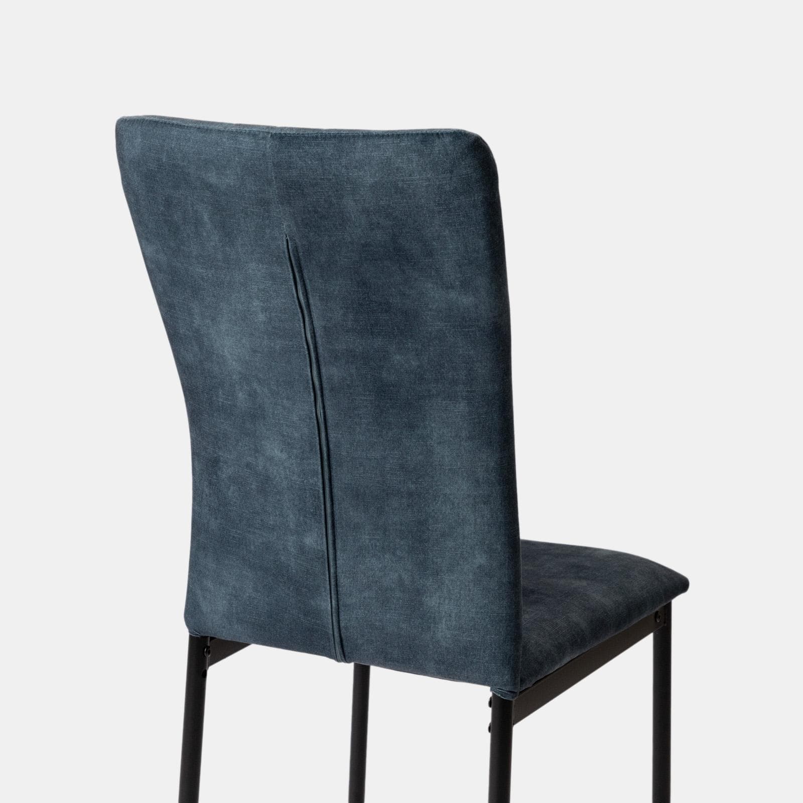 Set 4 sedie in velluto blu piombo e gambe in metallo nero - Geneva