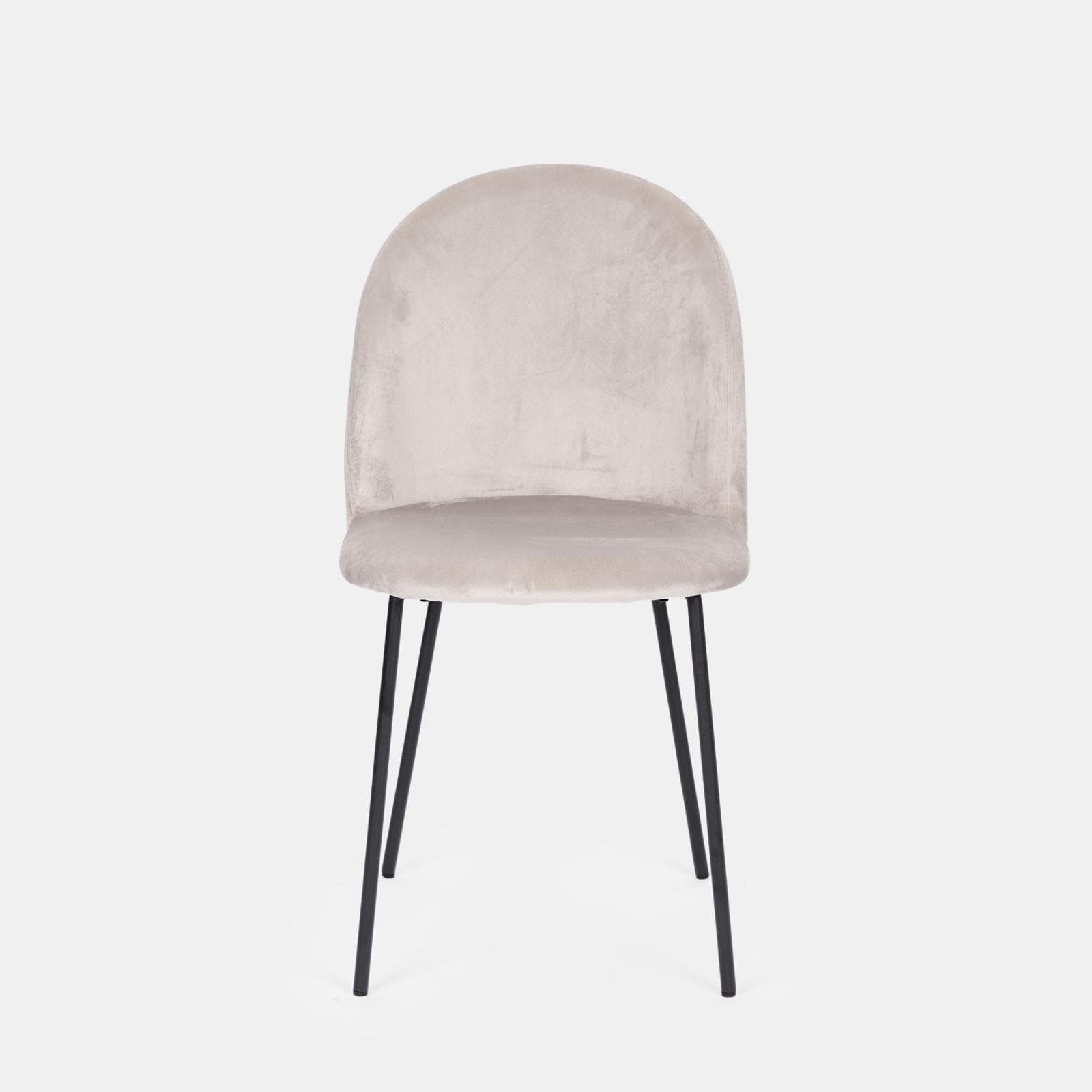 Set 4 sedie in velluto grigio chiaro con gambe nere - Wilmer