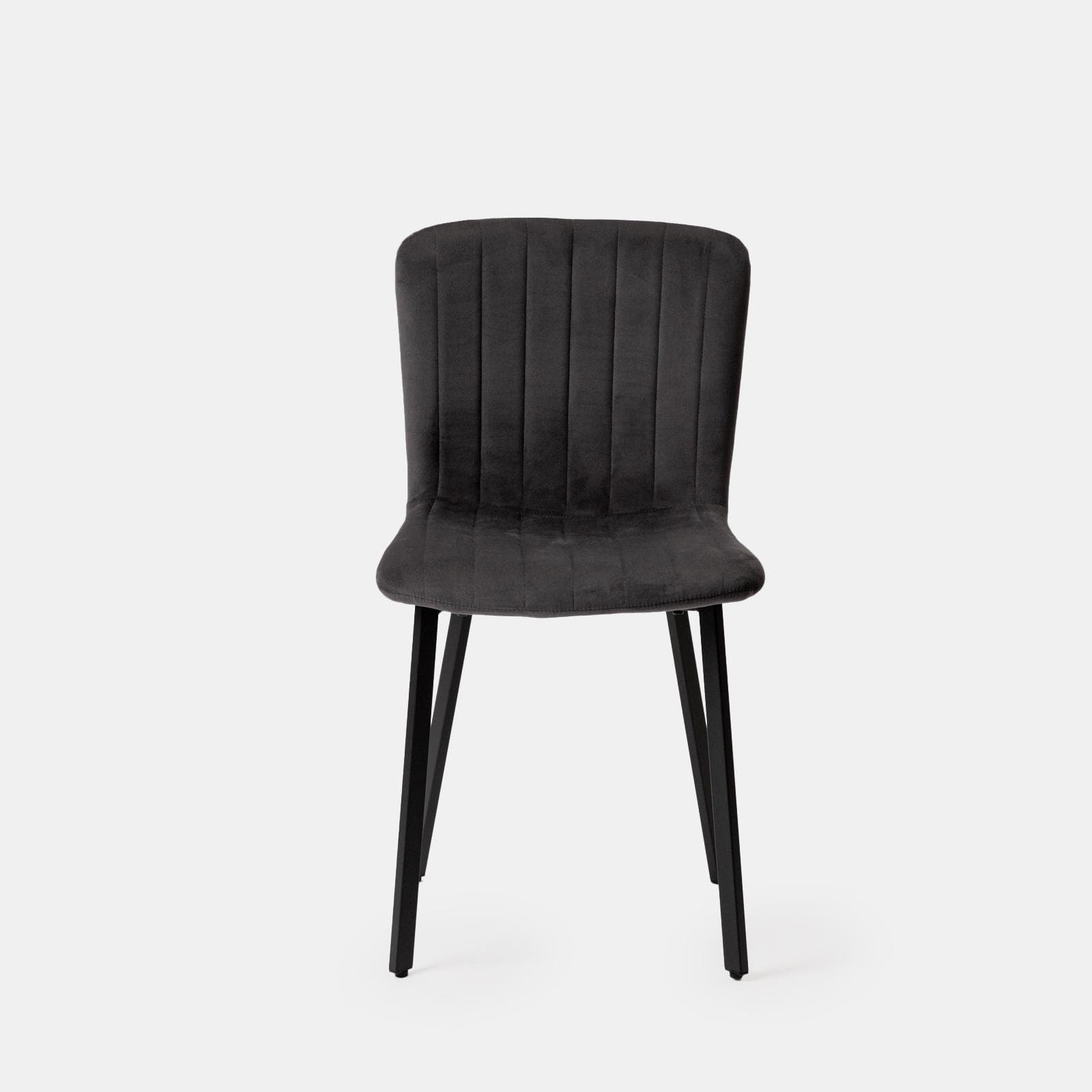 Set 4 sedie in velluto grigio scuro con gambe in metallo nero - Mick