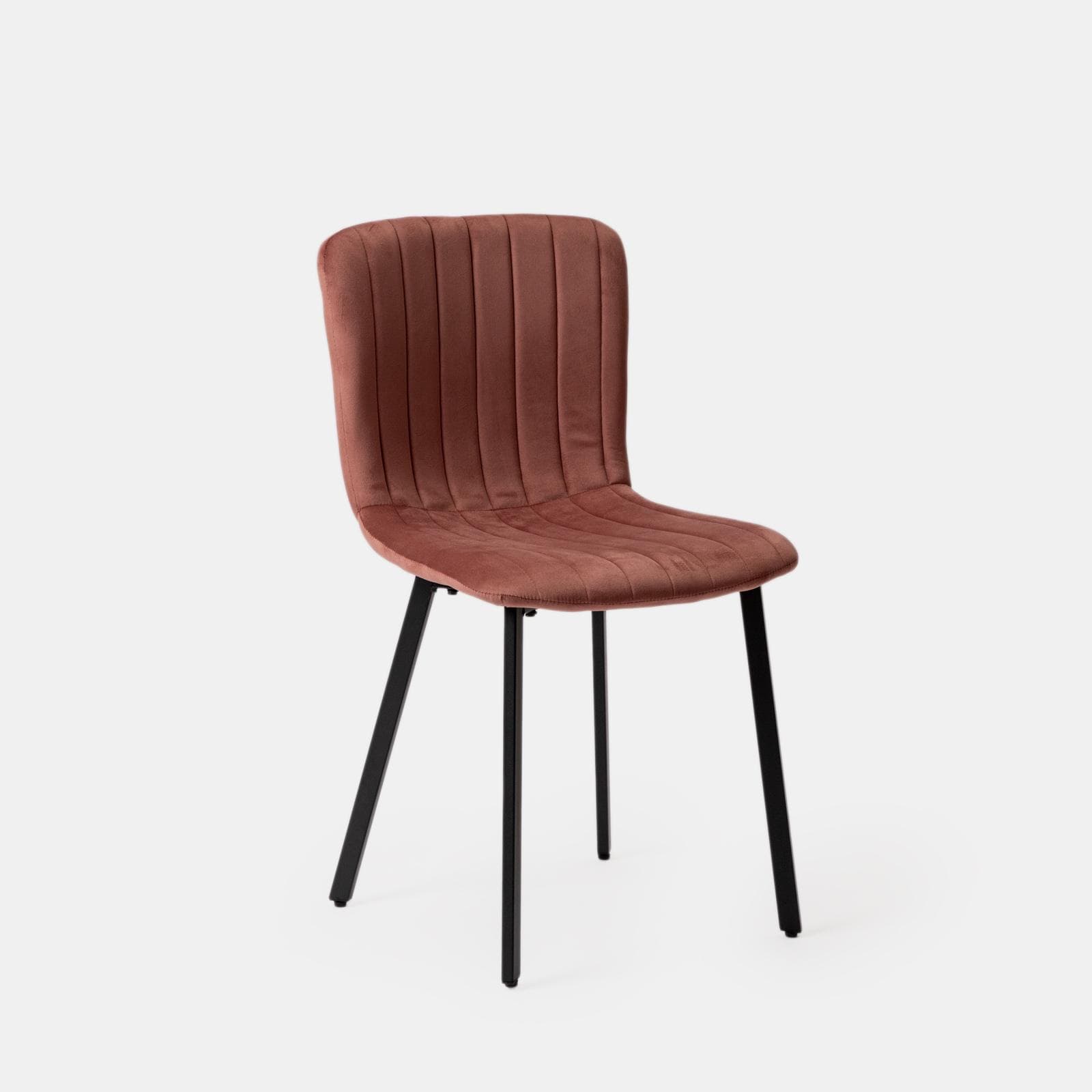 Set 4 sedie in velluto rosa antico con gambe in metallo nero - Mick