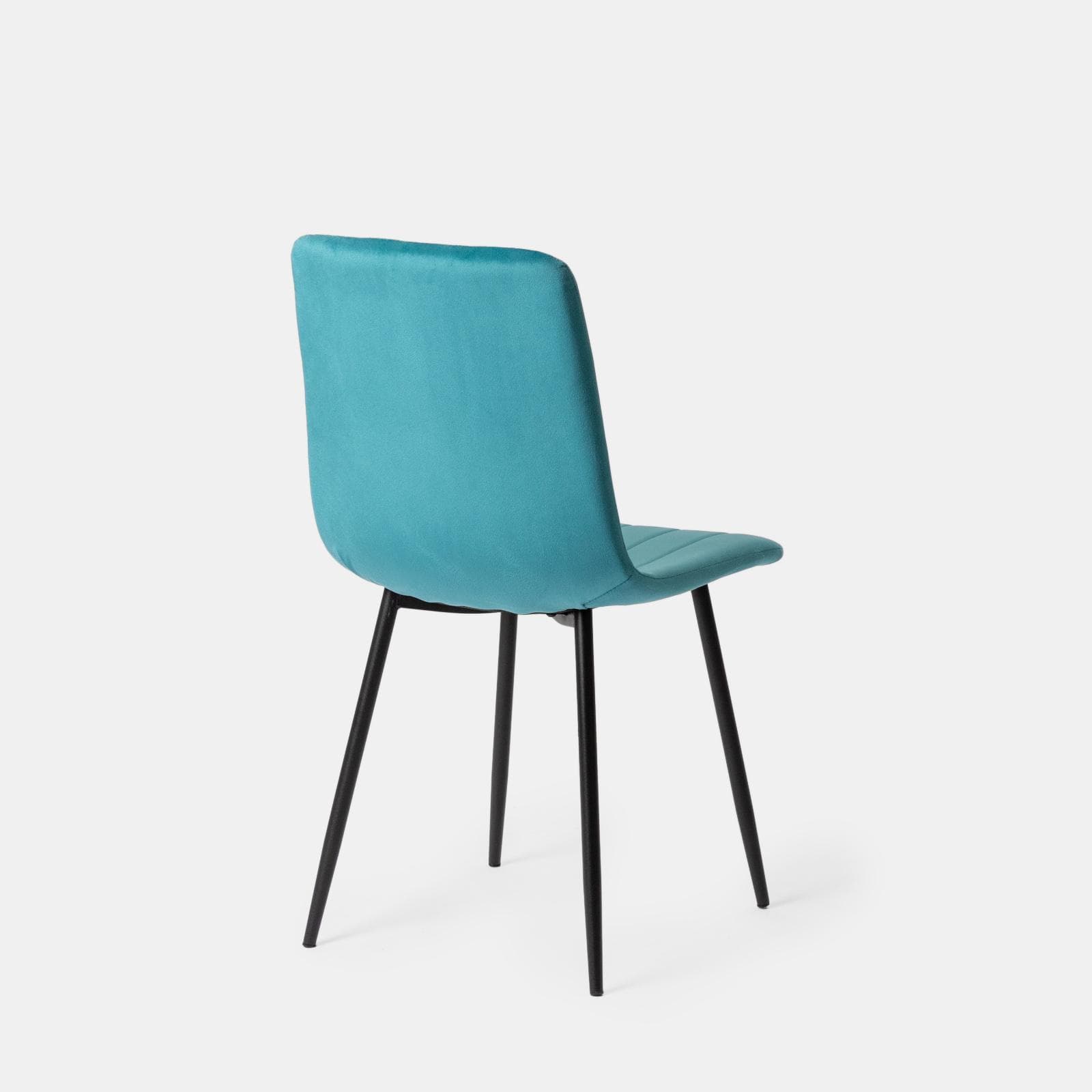 Set 4 sedie in velluto striato turchese e gambe nere - Wagner