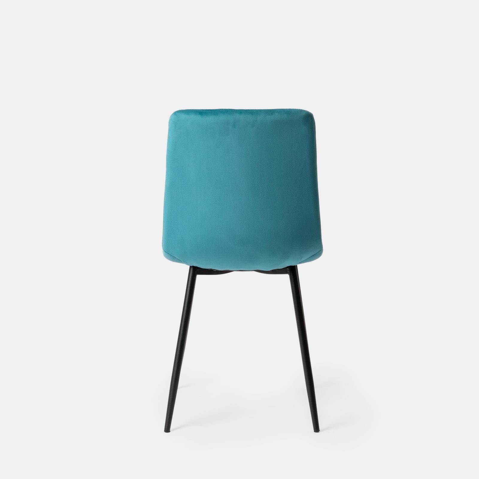 Set 4 sedie in velluto striato turchese e gambe nere - Wagner