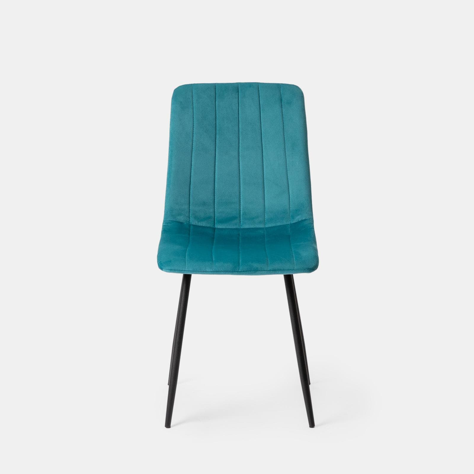Set 4 sedie in velluto striato turchese e gambe nere - Wagner