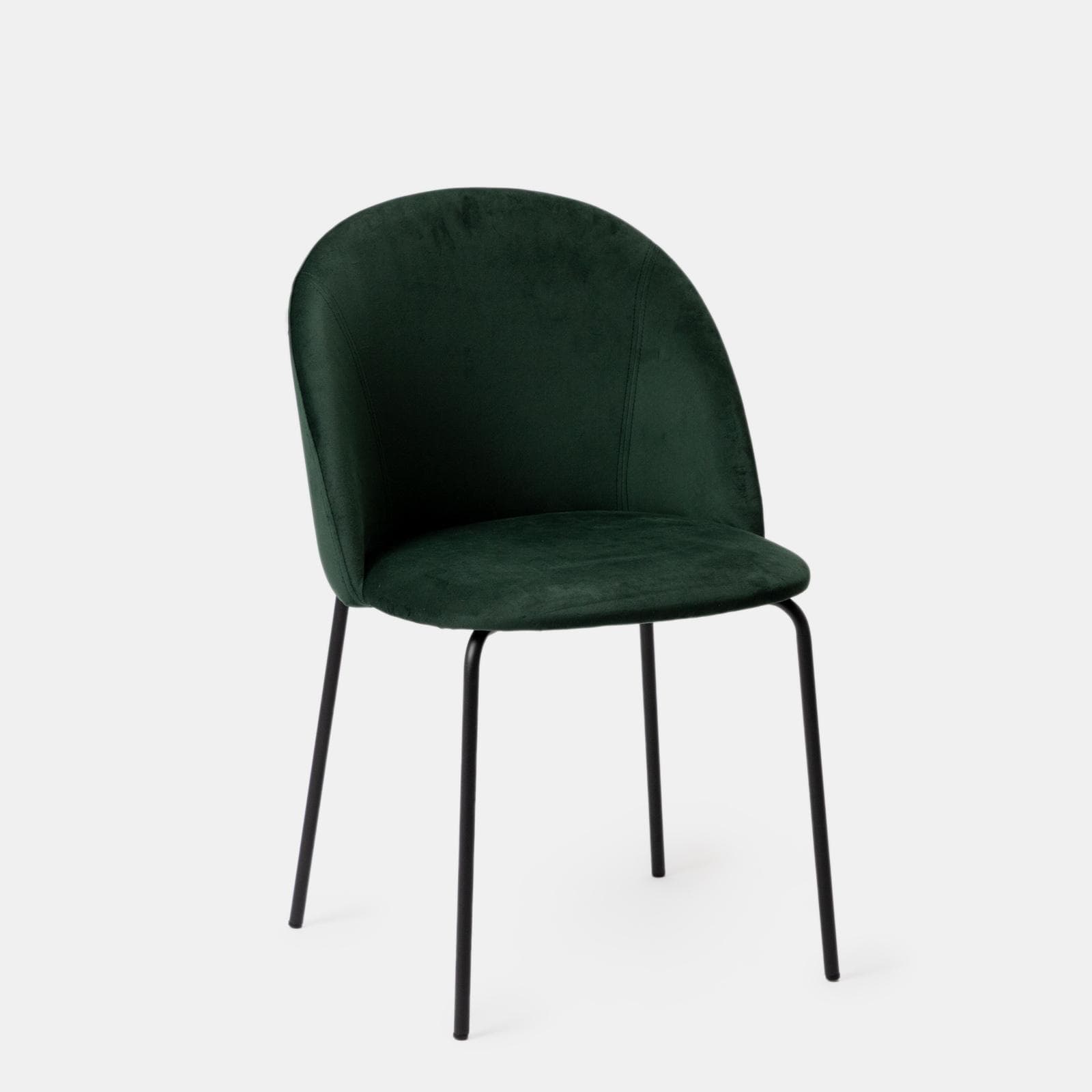 Set 4 sedie in velluto verde scuro con gambe in metallo nero - Vesta