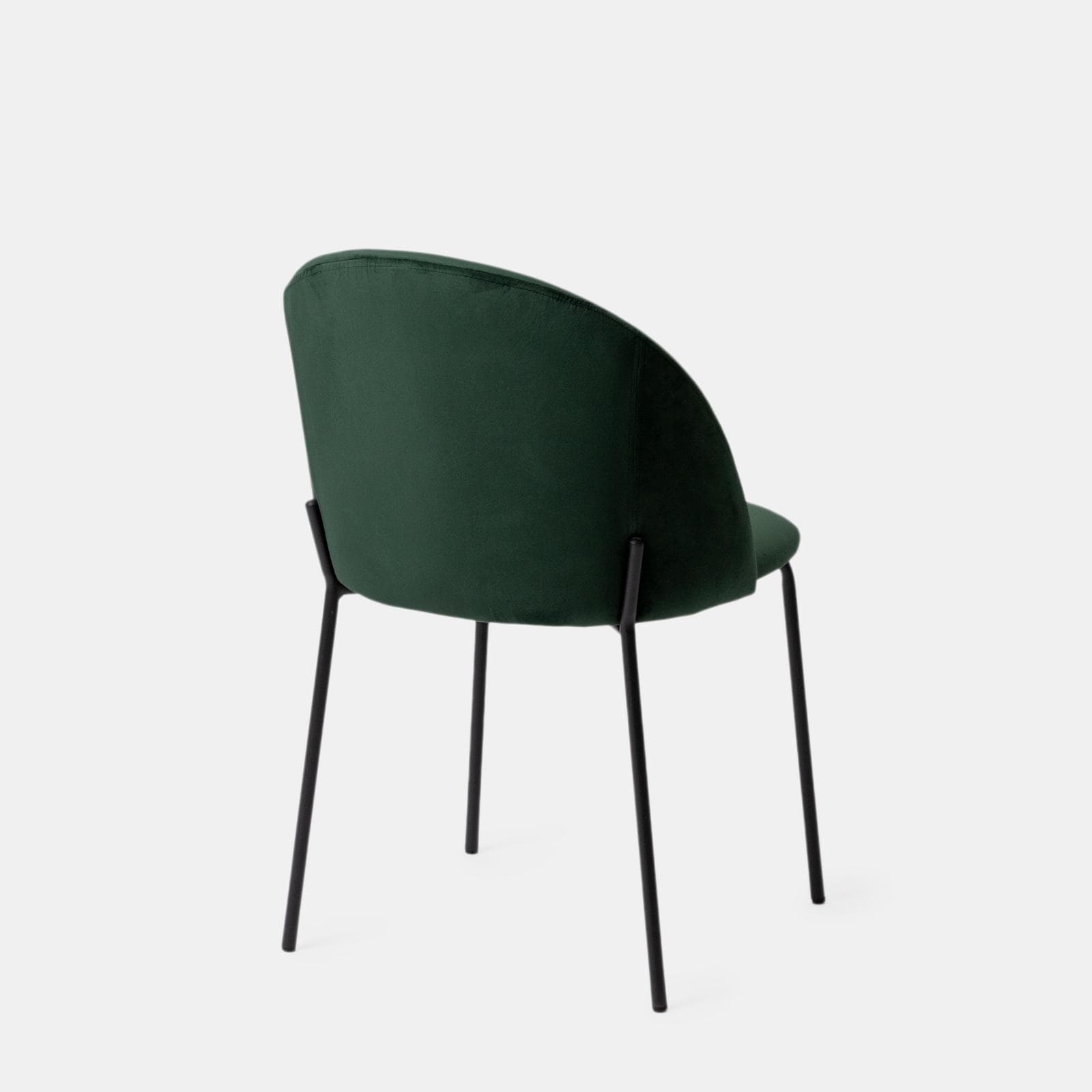 Set 4 sedie in velluto verde scuro con gambe in metallo nero - Vesta