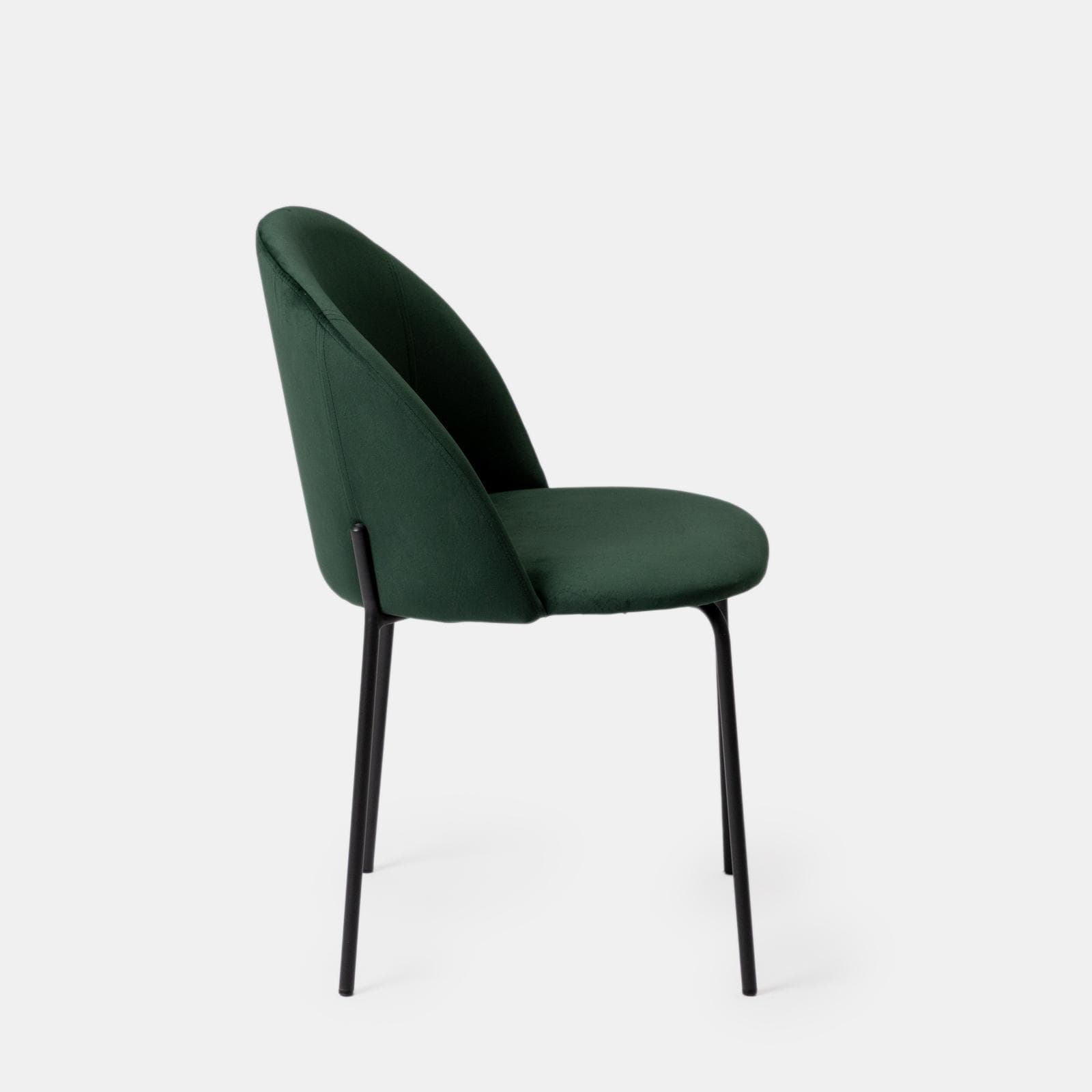 Set 4 sedie in velluto verde scuro con gambe in metallo nero - Vesta