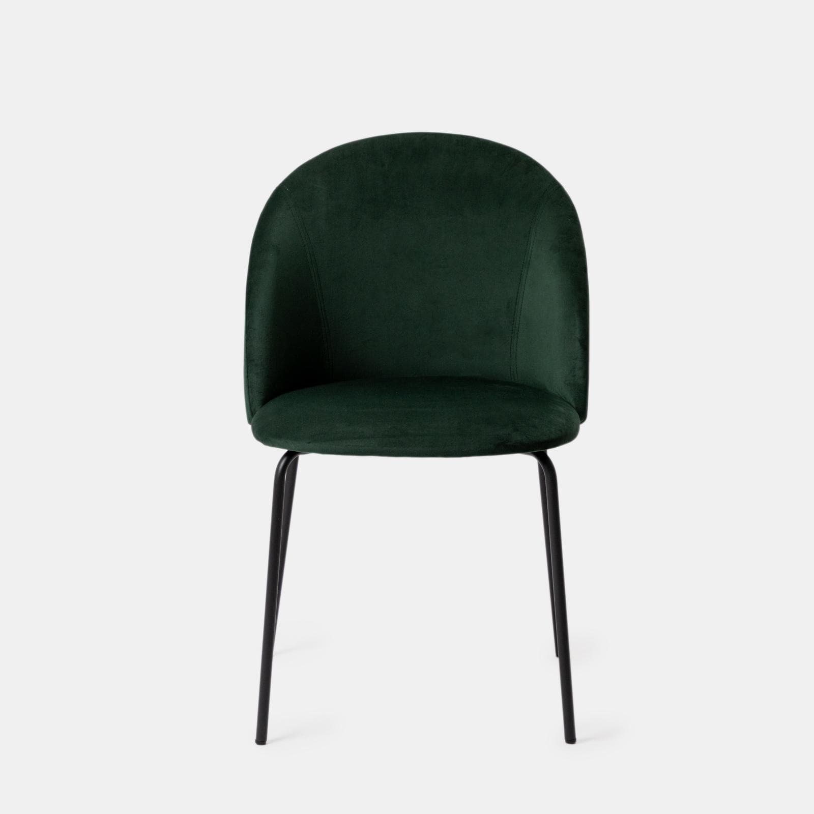 Set 4 sedie in velluto verde scuro con gambe in metallo nero - Vesta