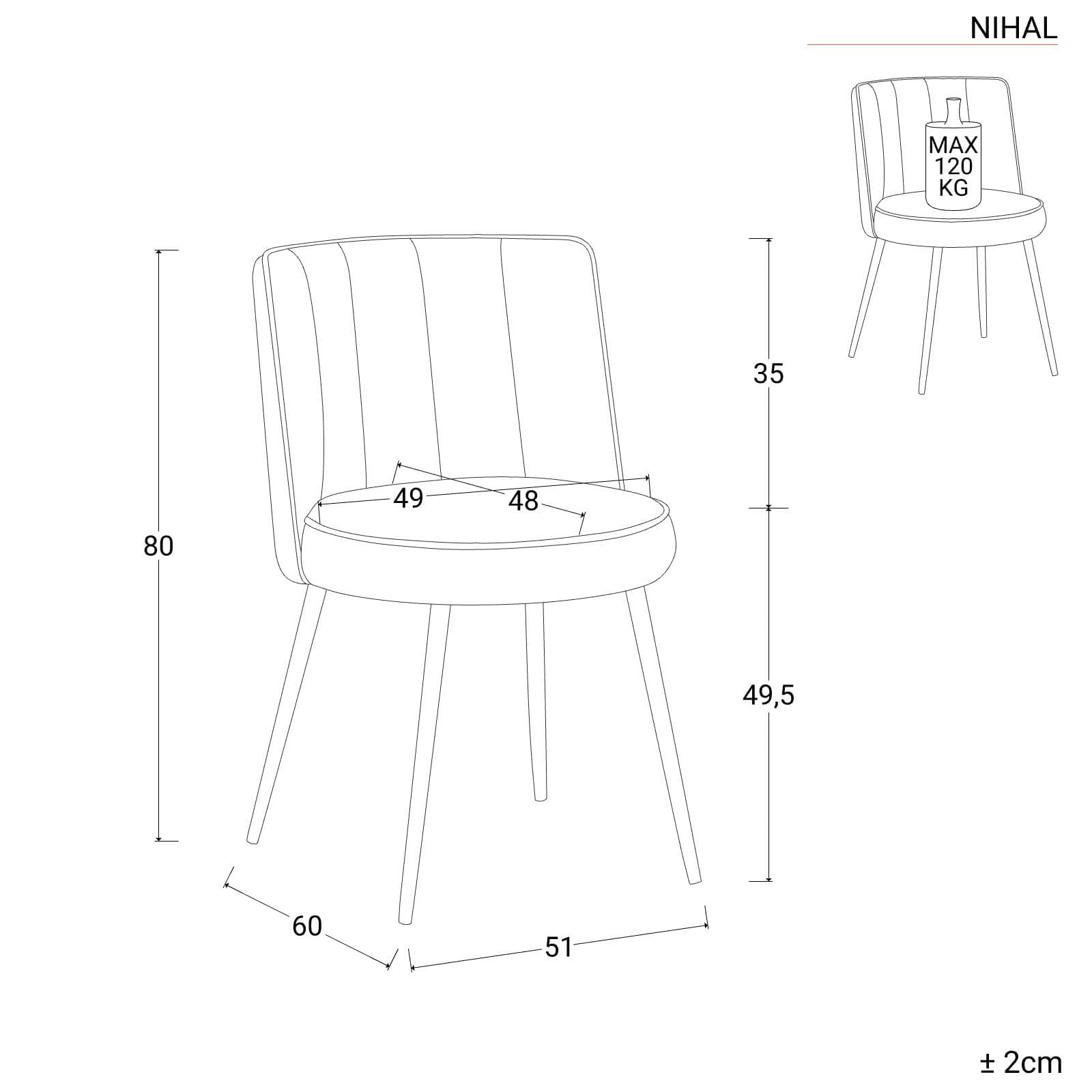 Set 4 sedie in velluto verde scuro con gambe nere - Nihal