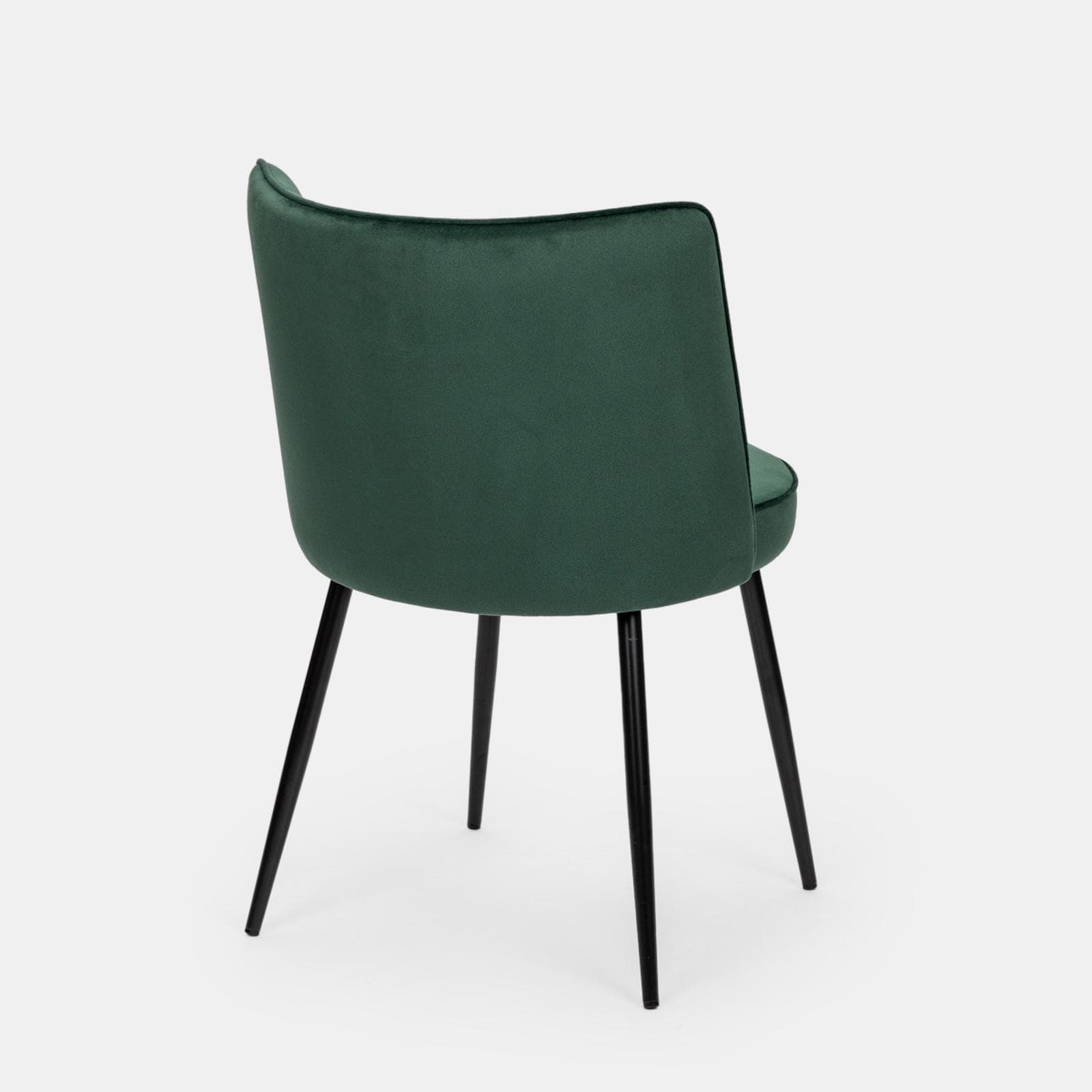 Set 4 sedie in velluto verde scuro con gambe nere - Nihal