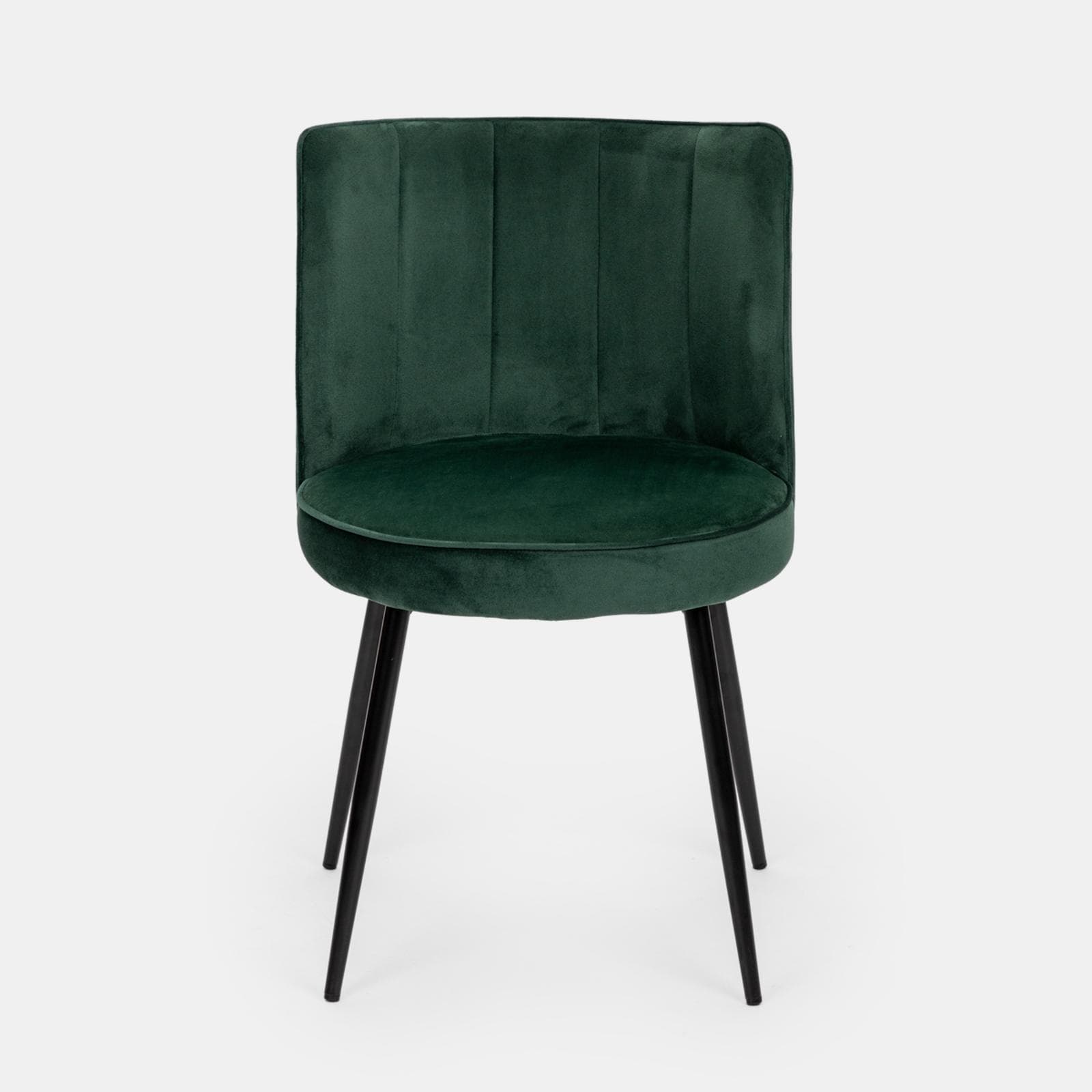 Set 4 sedie in velluto verde scuro con gambe nere - Nihal
