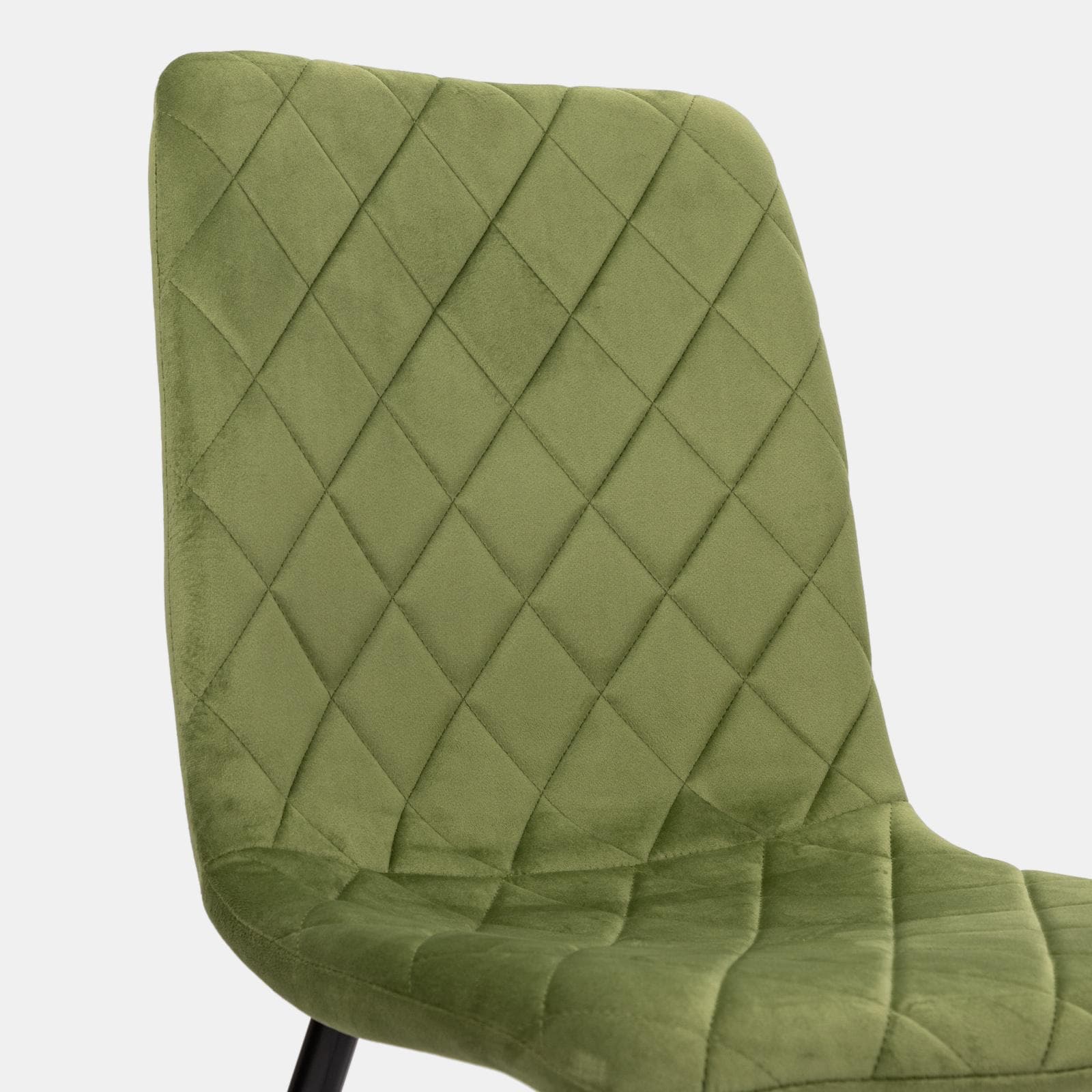 Set 4 sedie in velluto trapuntato verde con gambe nere - Zilch