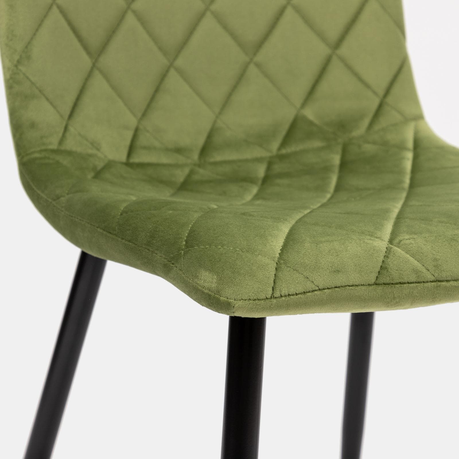 Set 4 sedie in velluto trapuntato verde con gambe nere - Zilch