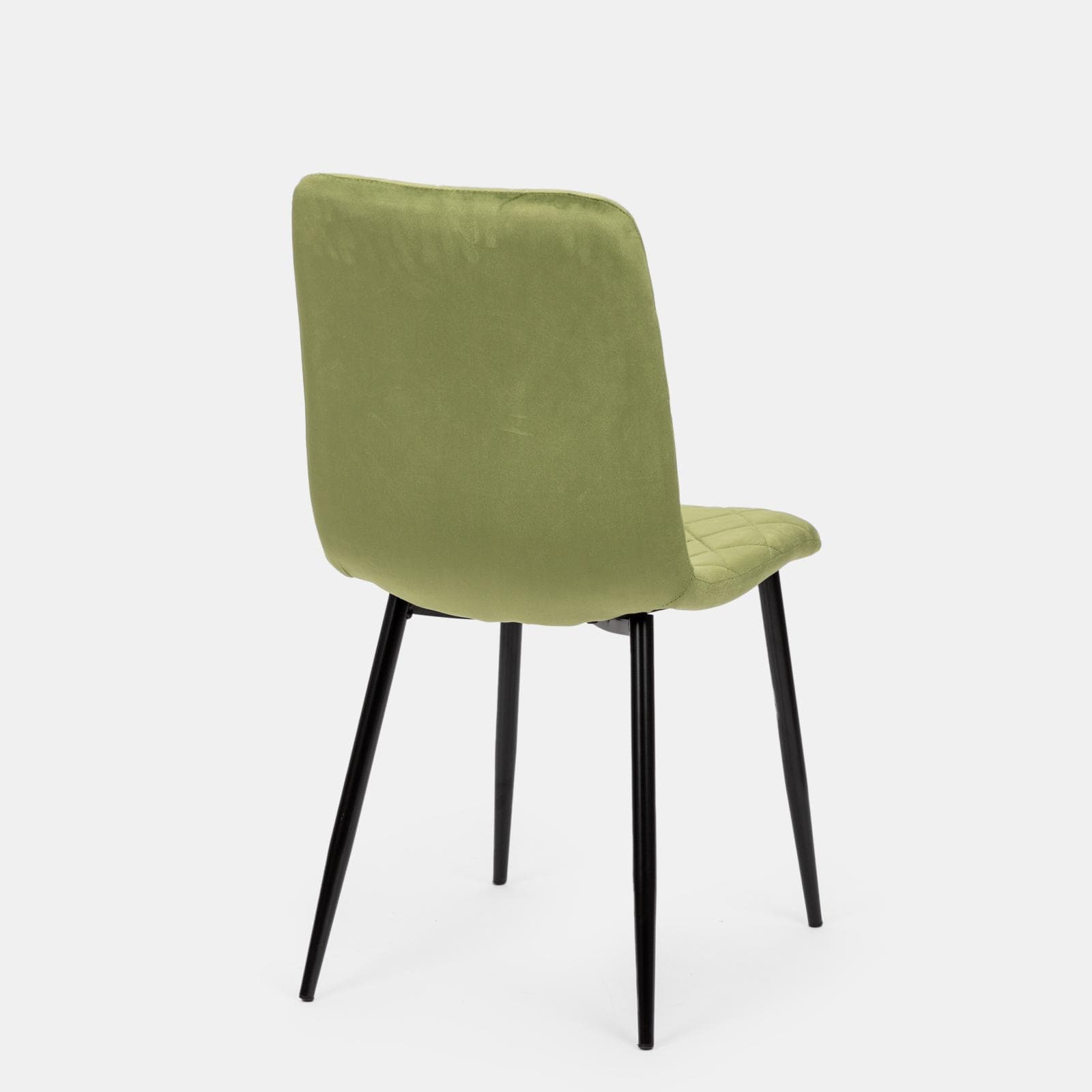 Set 4 sedie in velluto trapuntato verde con gambe nere - Zilch
